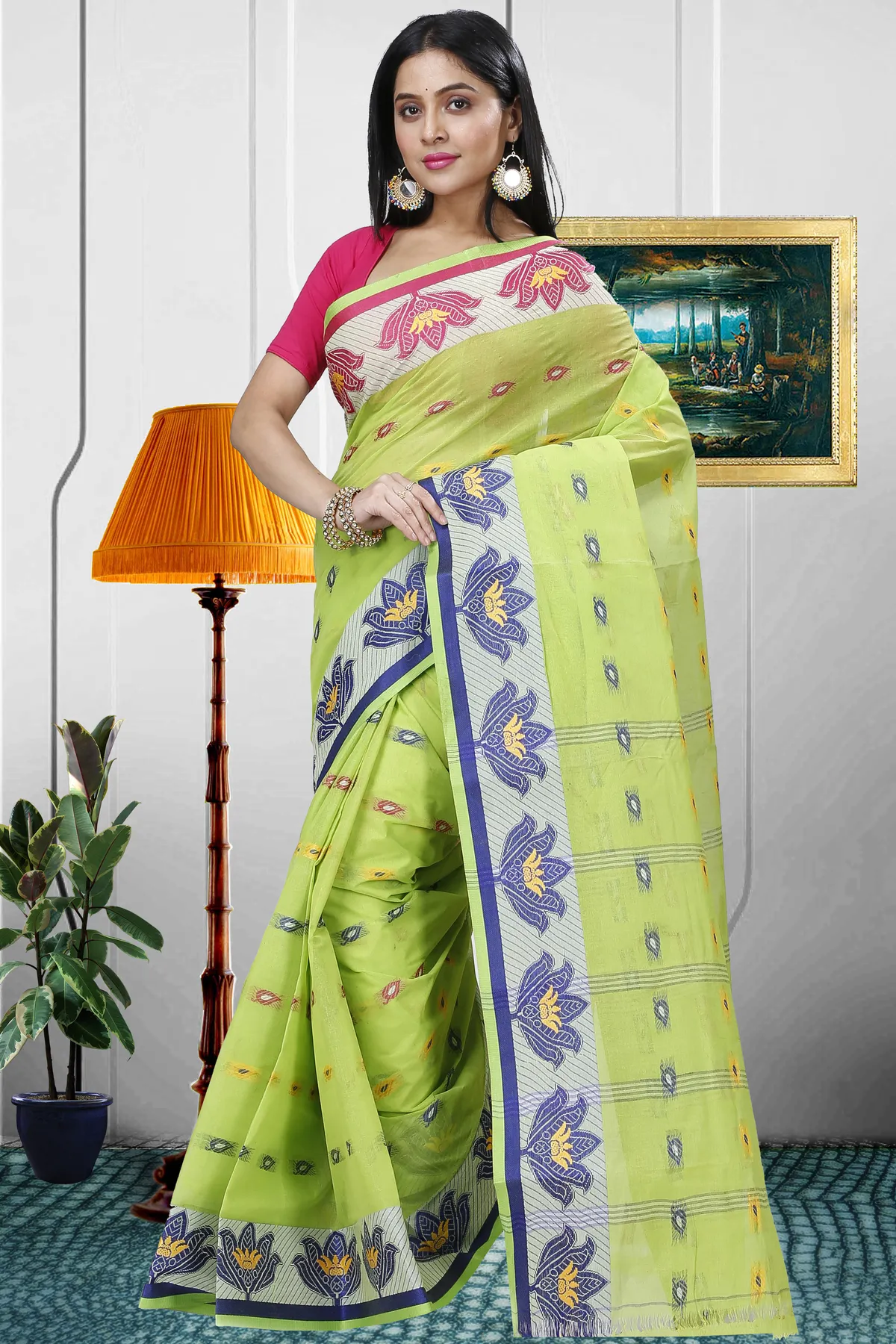 DipDiya Pure Cotton Light Green Nayan Heritage You Can Wear Tant Sarees