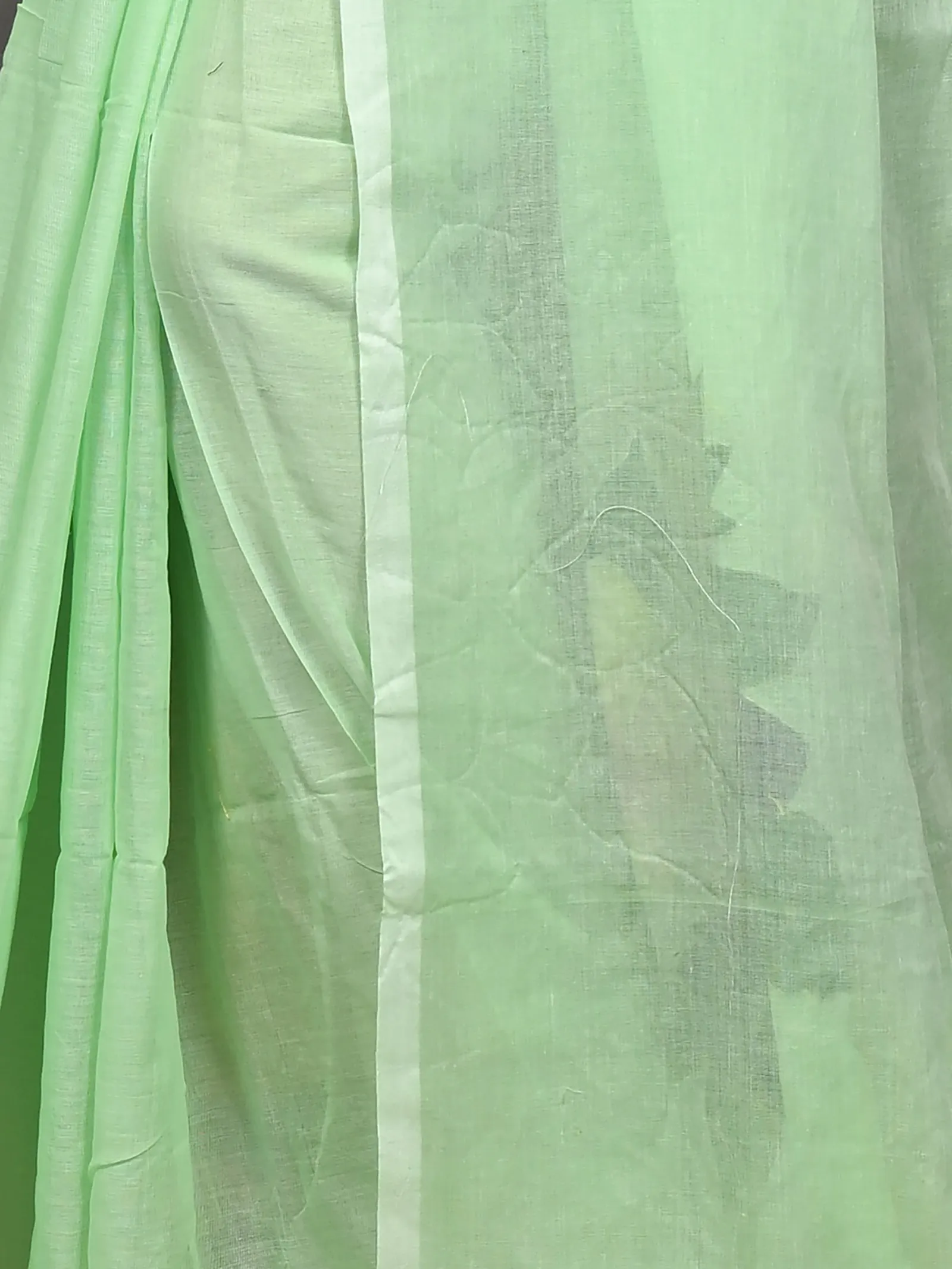DipDiya Pure Cotton Light Green Norika Elegant by Tradition Hand Painted Sarees