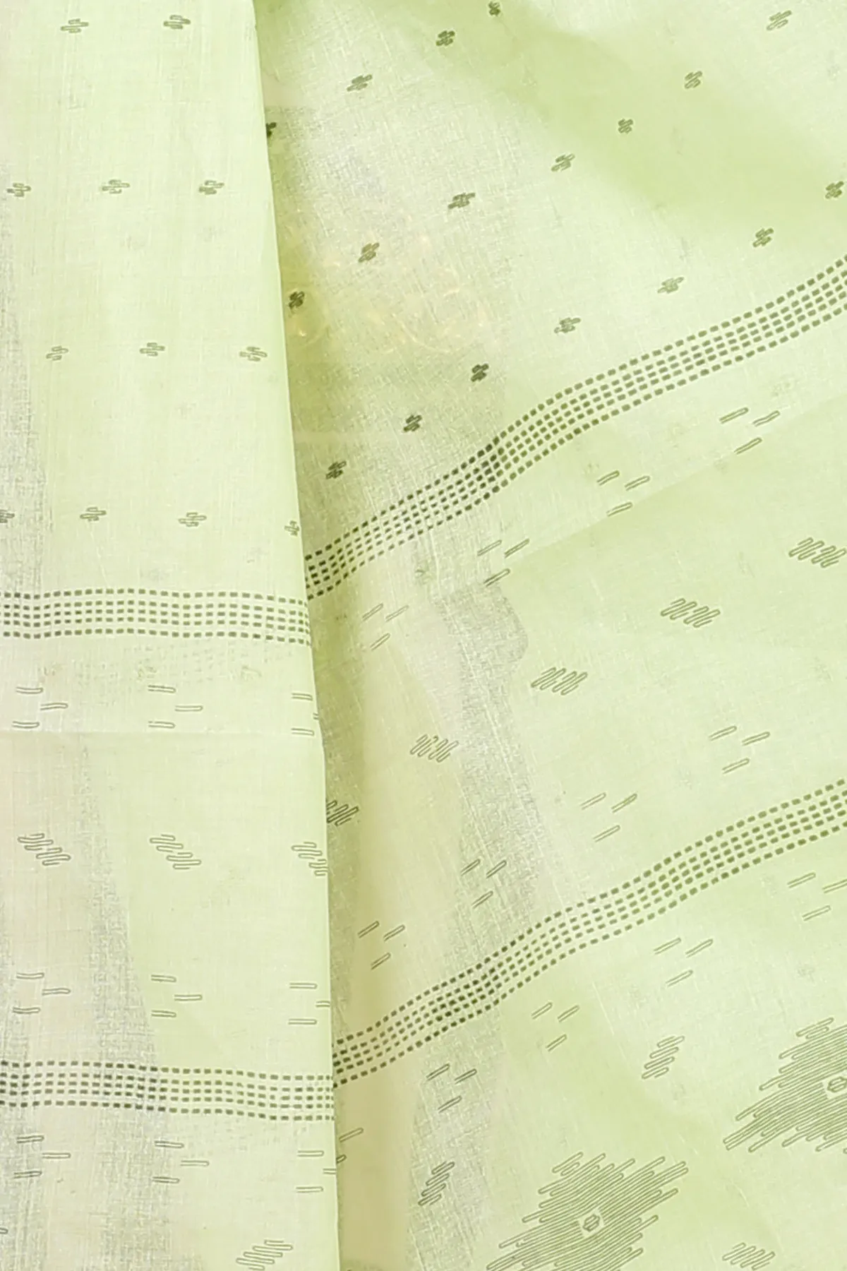 DipDiya Pure Cotton Light Green Porna Tradition in Every Thread Printed Tant Sarees