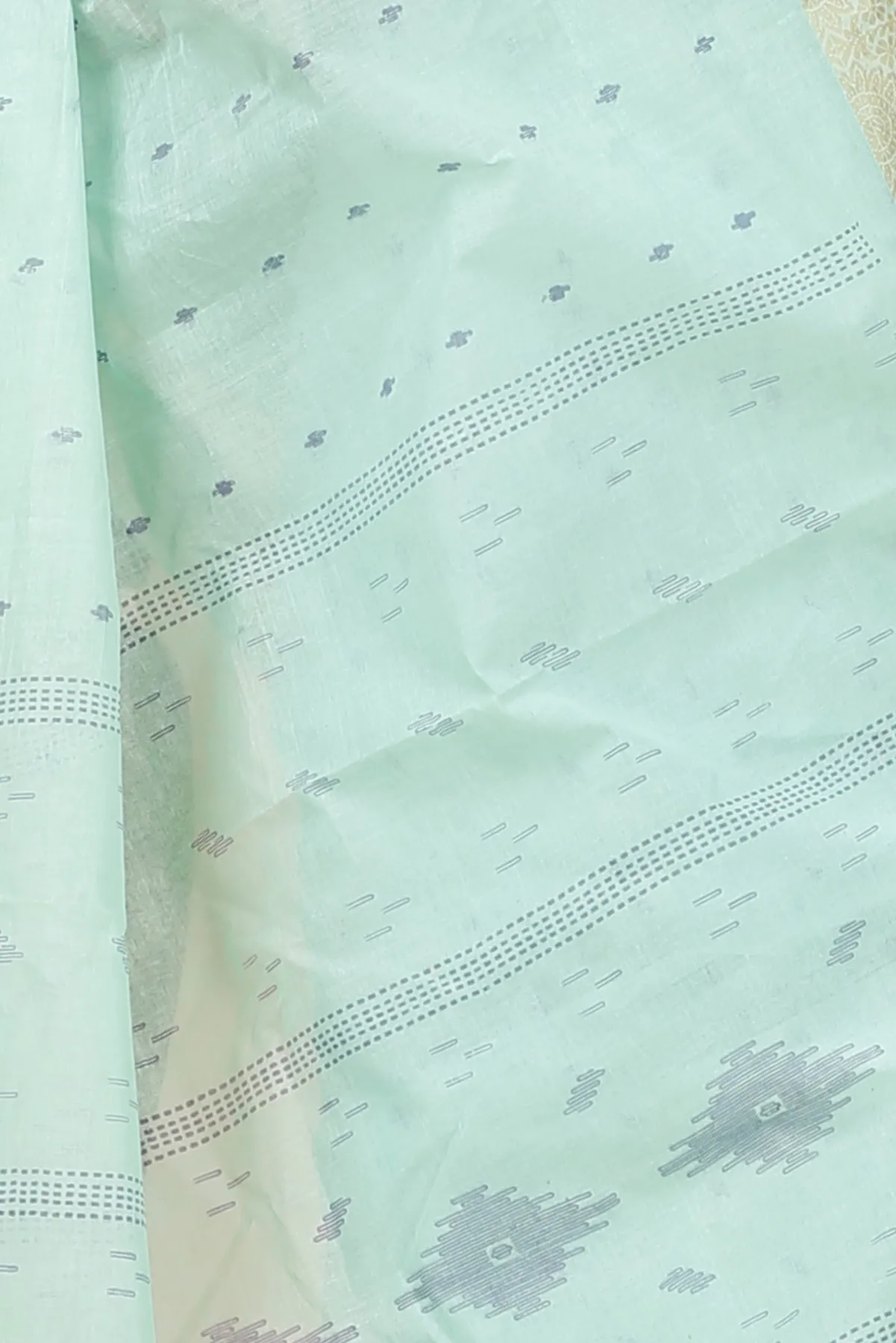 DipDiya Pure Cotton Light Green Porna Weaves with a Story Printed Tant Sarees