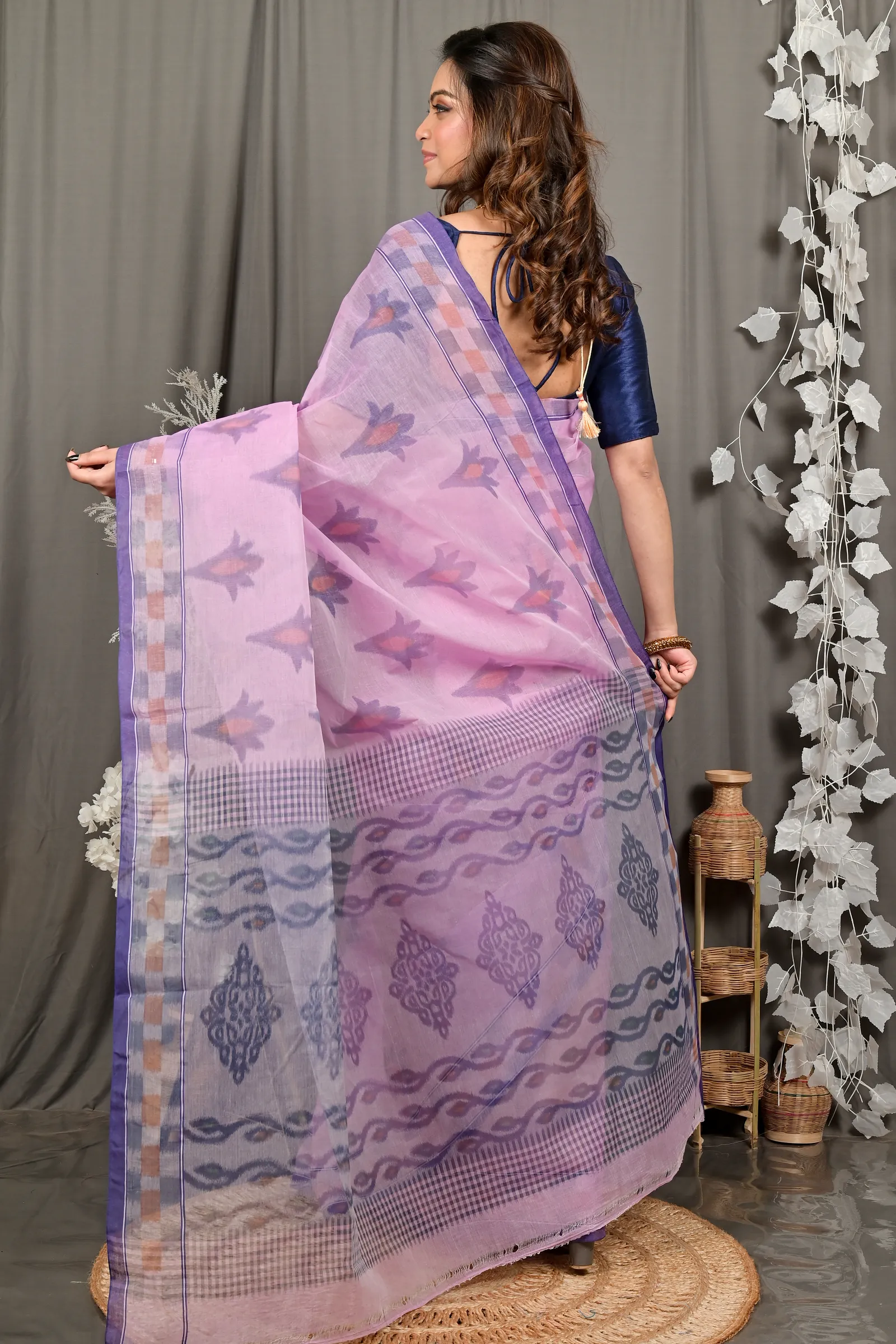 DipDiya Pure Cotton Light Purple Devai Heritage You Can Wear Printed Tant Sarees