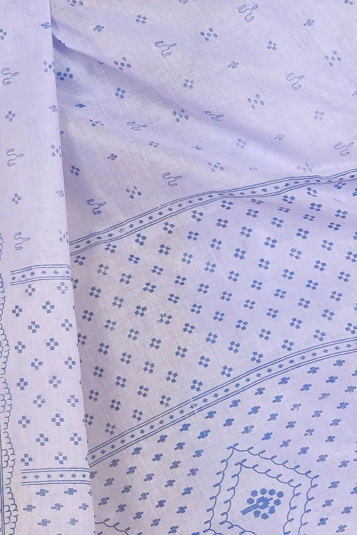 DipDiya Pure Cotton Light Purple Liko Bengal’s Tradition Printed Tant Sarees