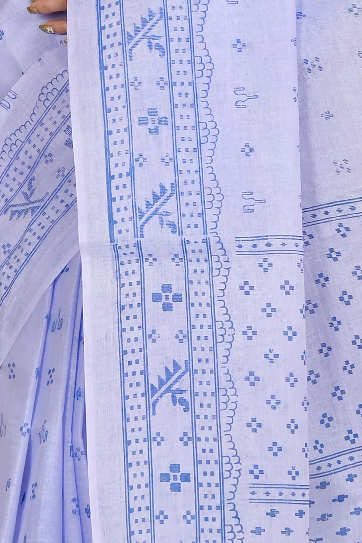 DipDiya Pure Cotton Light Purple Liko Bengal’s Tradition Printed Tant Sarees