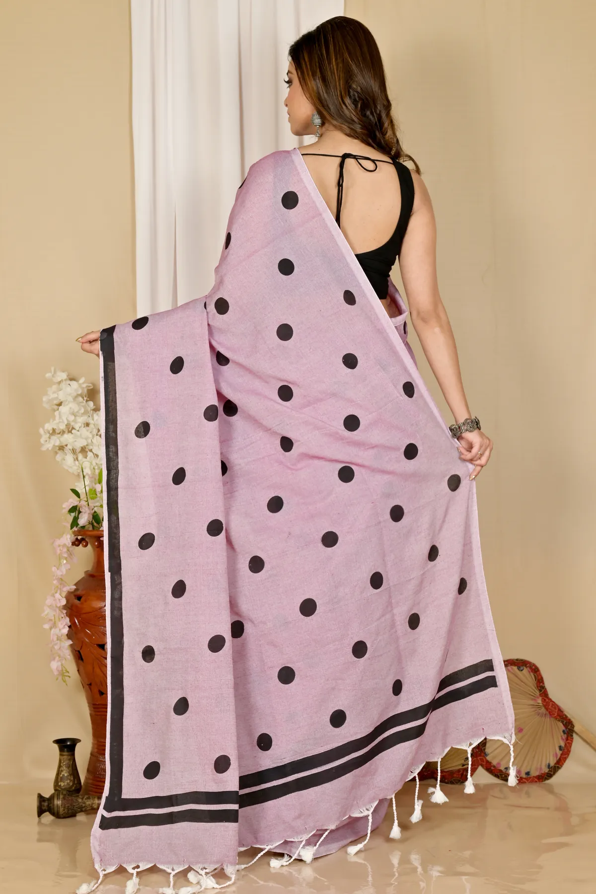 DipDiya Pure Cotton Light Purple Tip Timeless Elegance Handloom Sarees