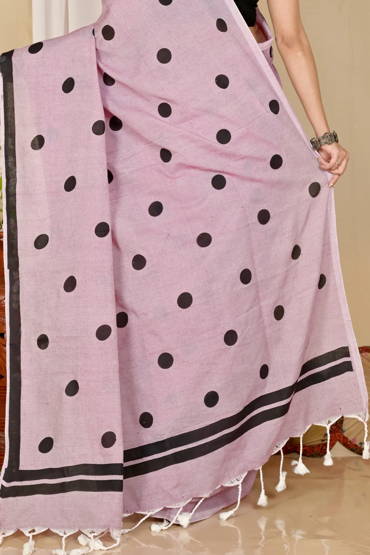 DipDiya Pure Cotton Light Purple Tip Timeless Elegance Handloom Sarees