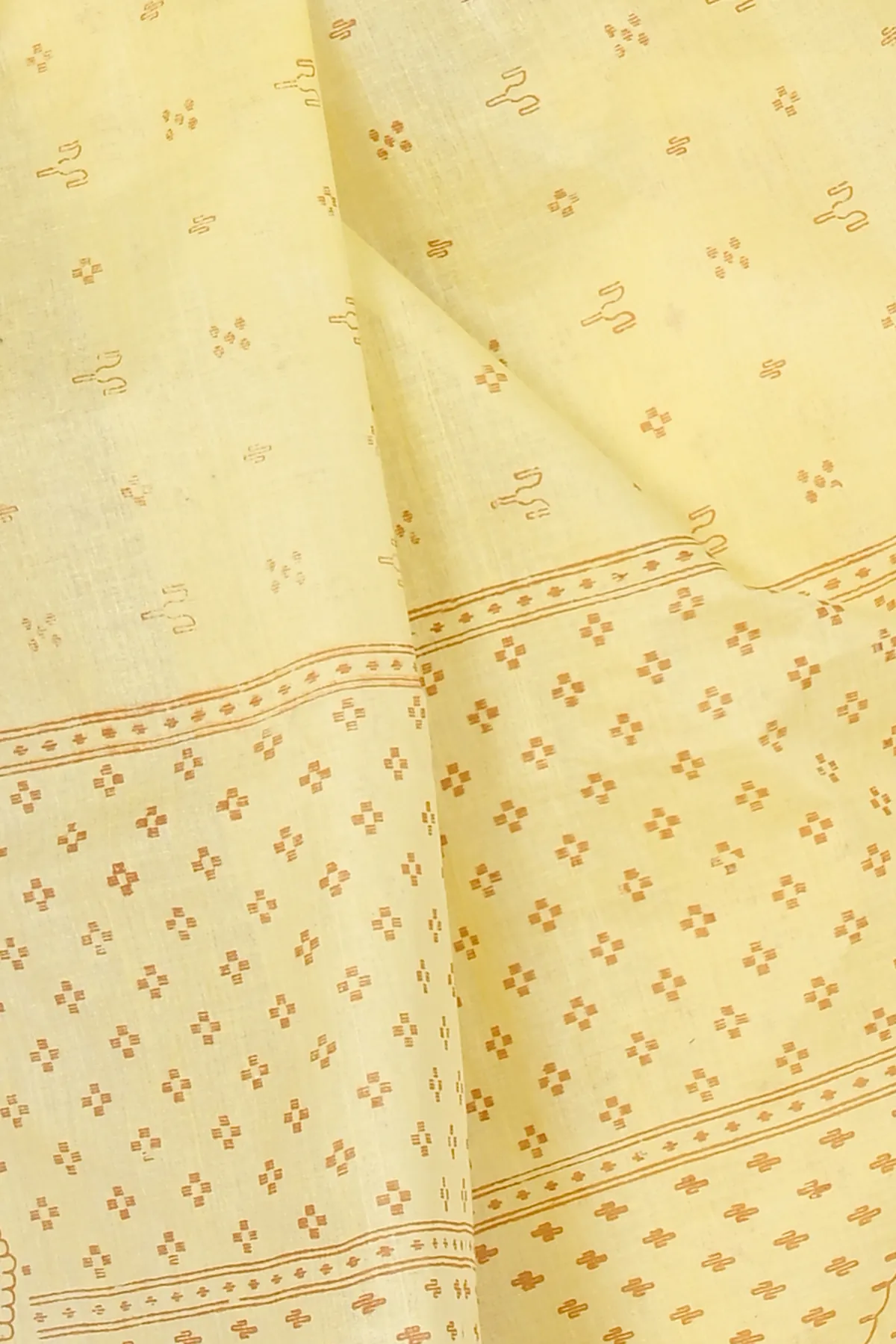 DipDiya Pure Cotton Light Yellow Liko Artisan Woven Printed Tant Sarees