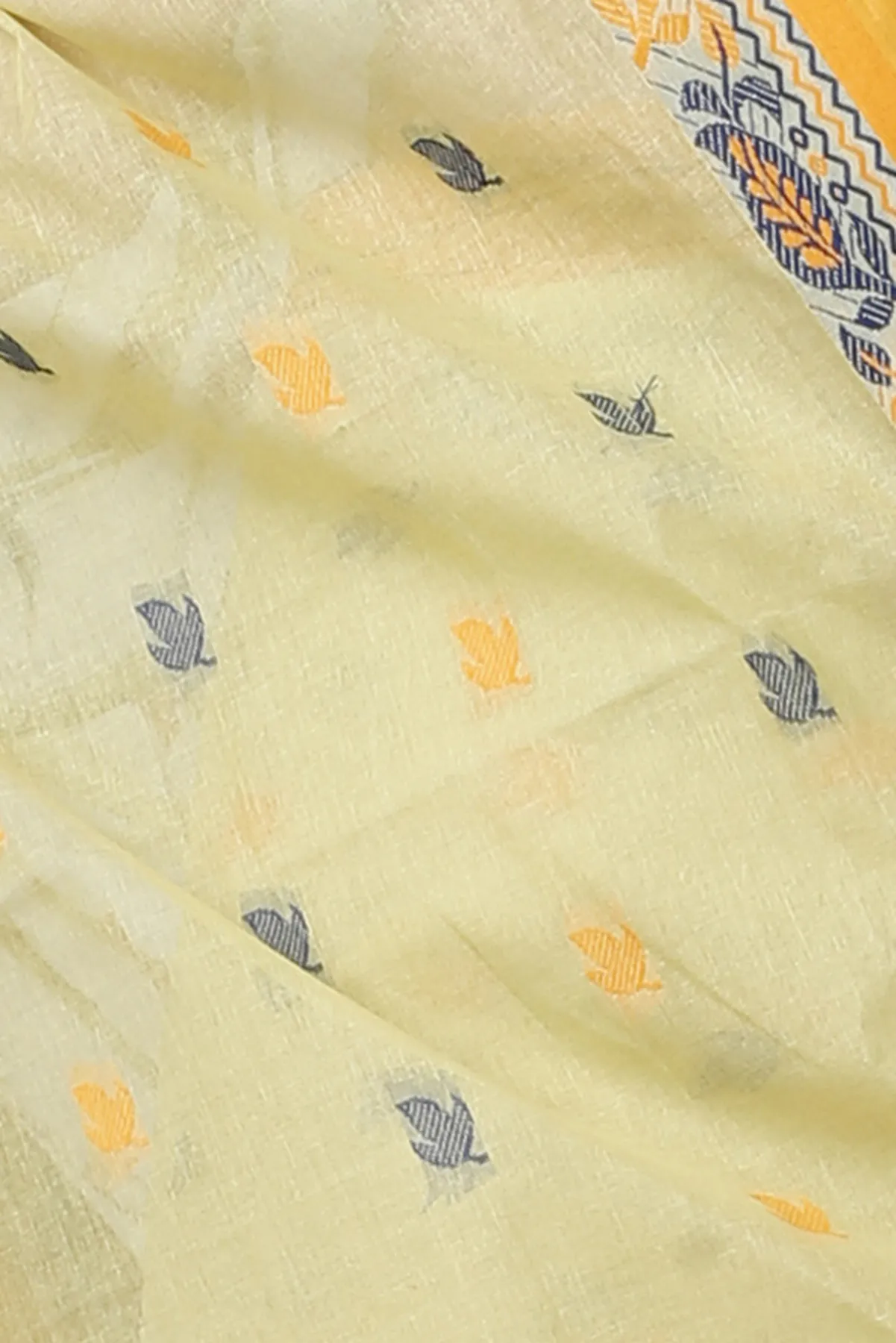 DipDiya Pure Cotton Light Yellow Provati Loom to Love Tant Sarees