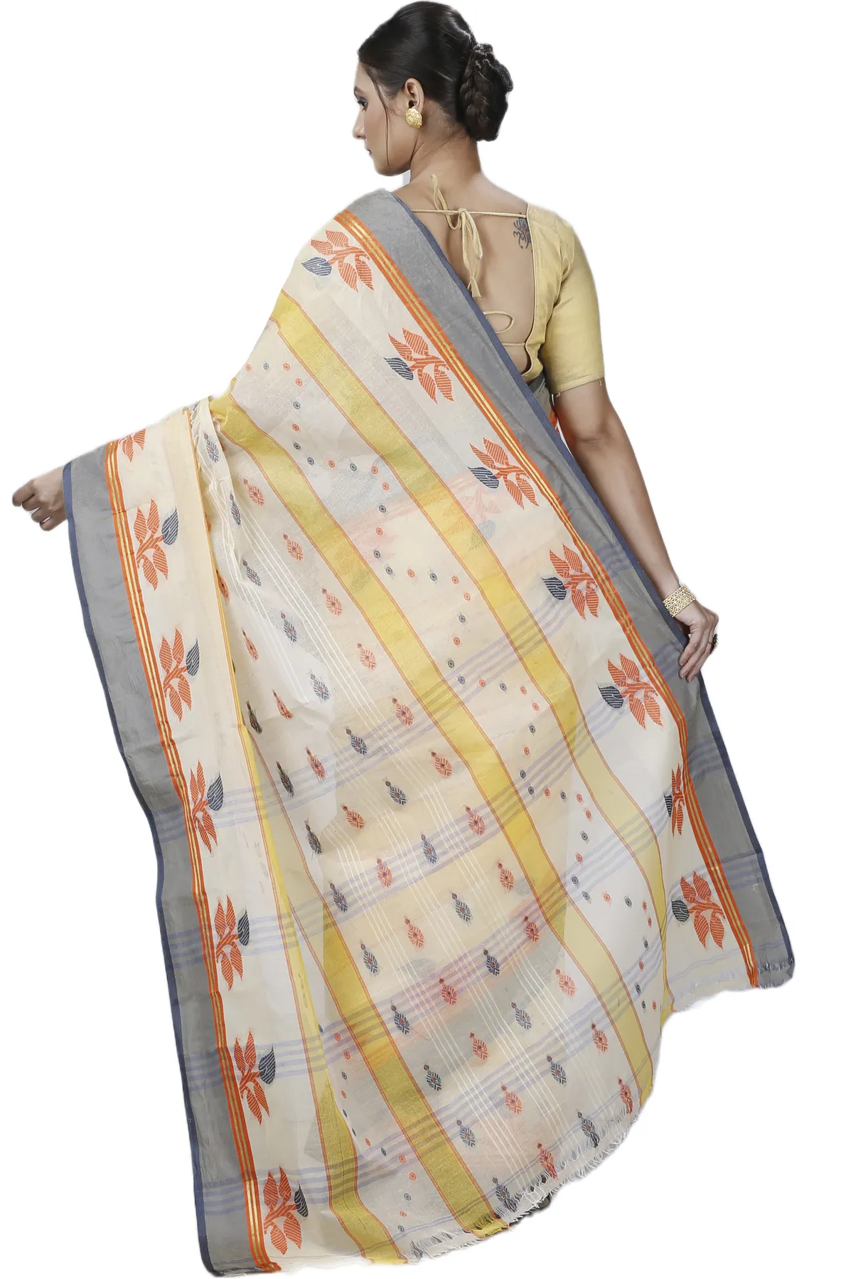 DipDiya Pure Cotton Light Yellow Udichi Loom to Love Tant Sarees