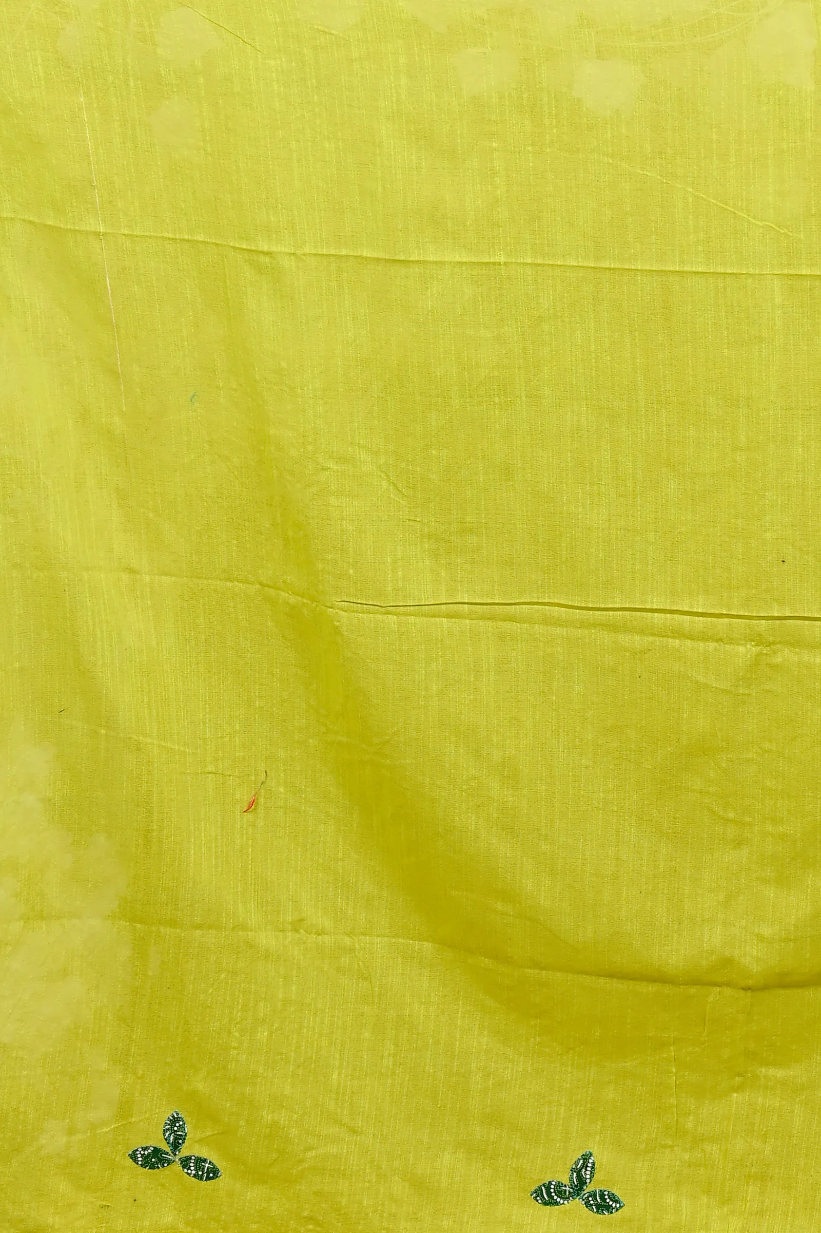 DipDiya Pure Cotton Lime Green Pakhi Loom to Love Kantha Stitch Sarees