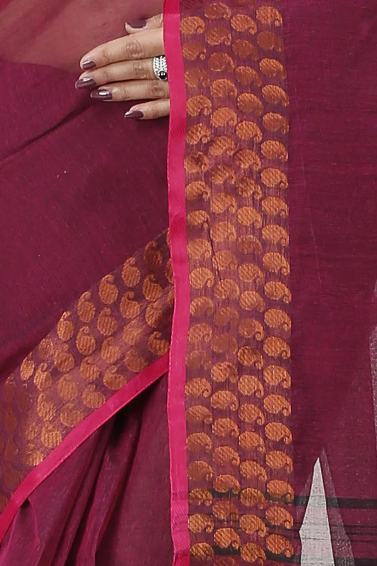 DipDiya Pure Cotton Maroon Lilan Loom to Love Tant Sarees