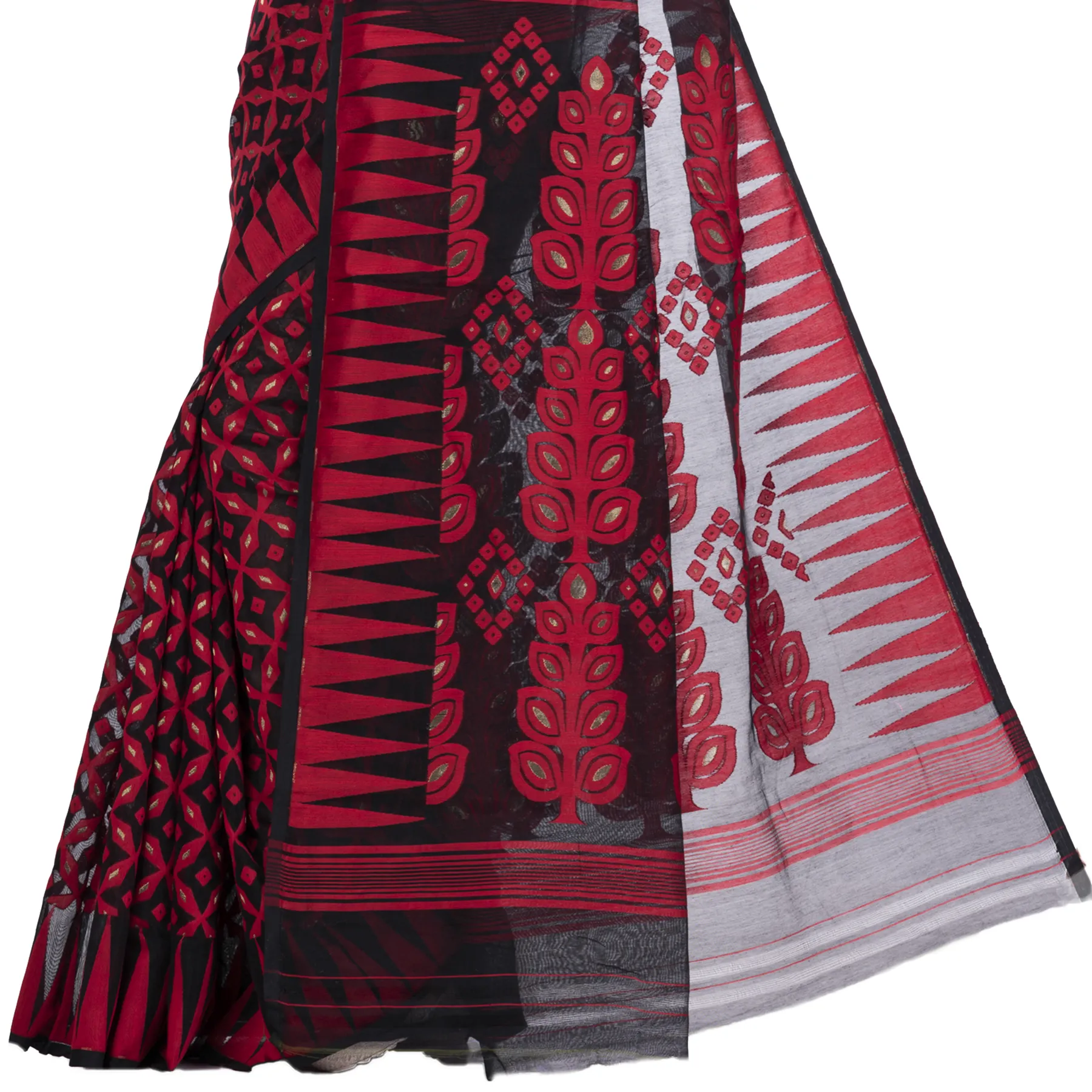 DipDiya Pure Cotton Marun Minakari Jmdni Traditional Elegance Jamdani Sarees