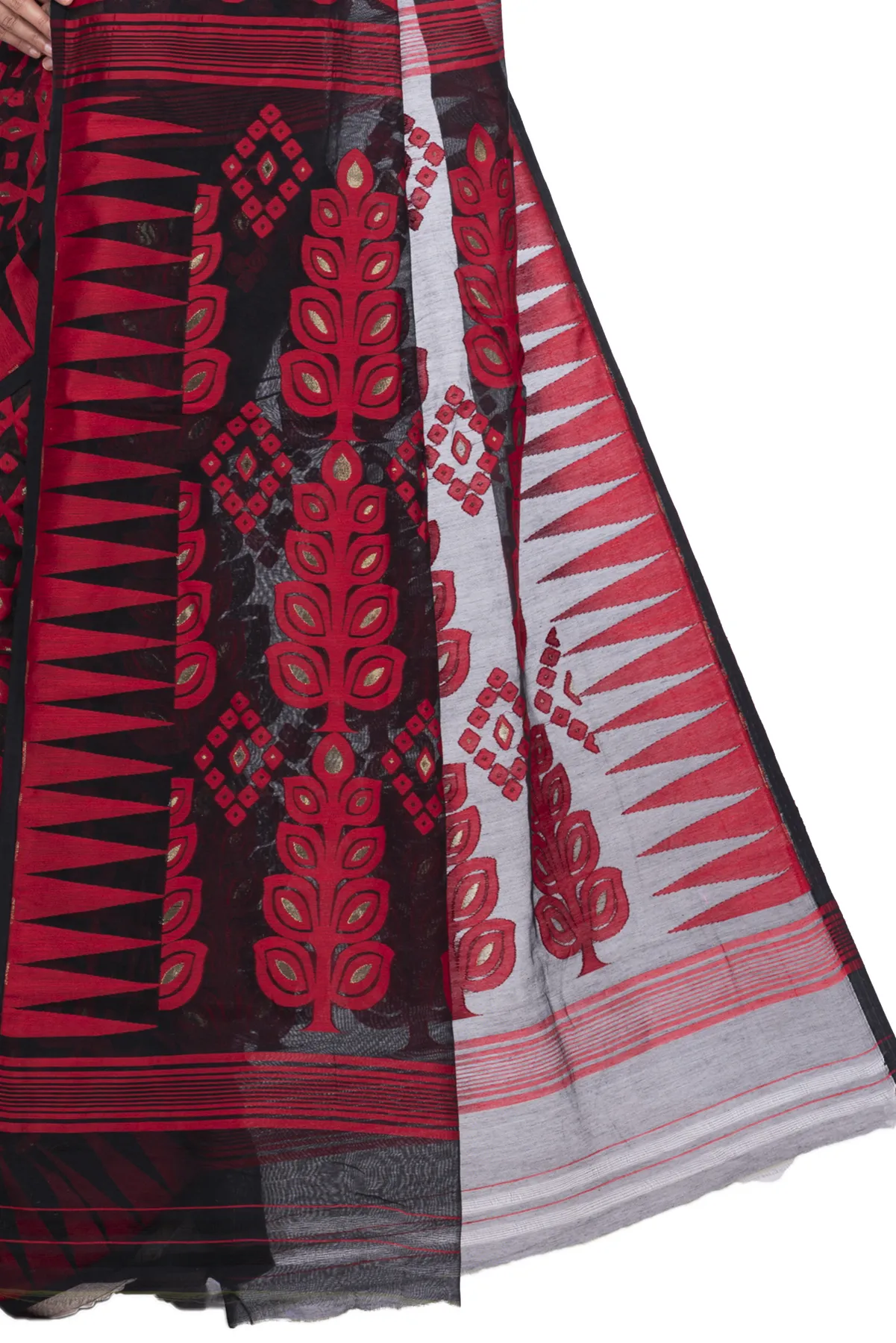 DipDiya Pure Cotton Marun Minakari Jmdni Traditional Elegance Jamdani Sarees