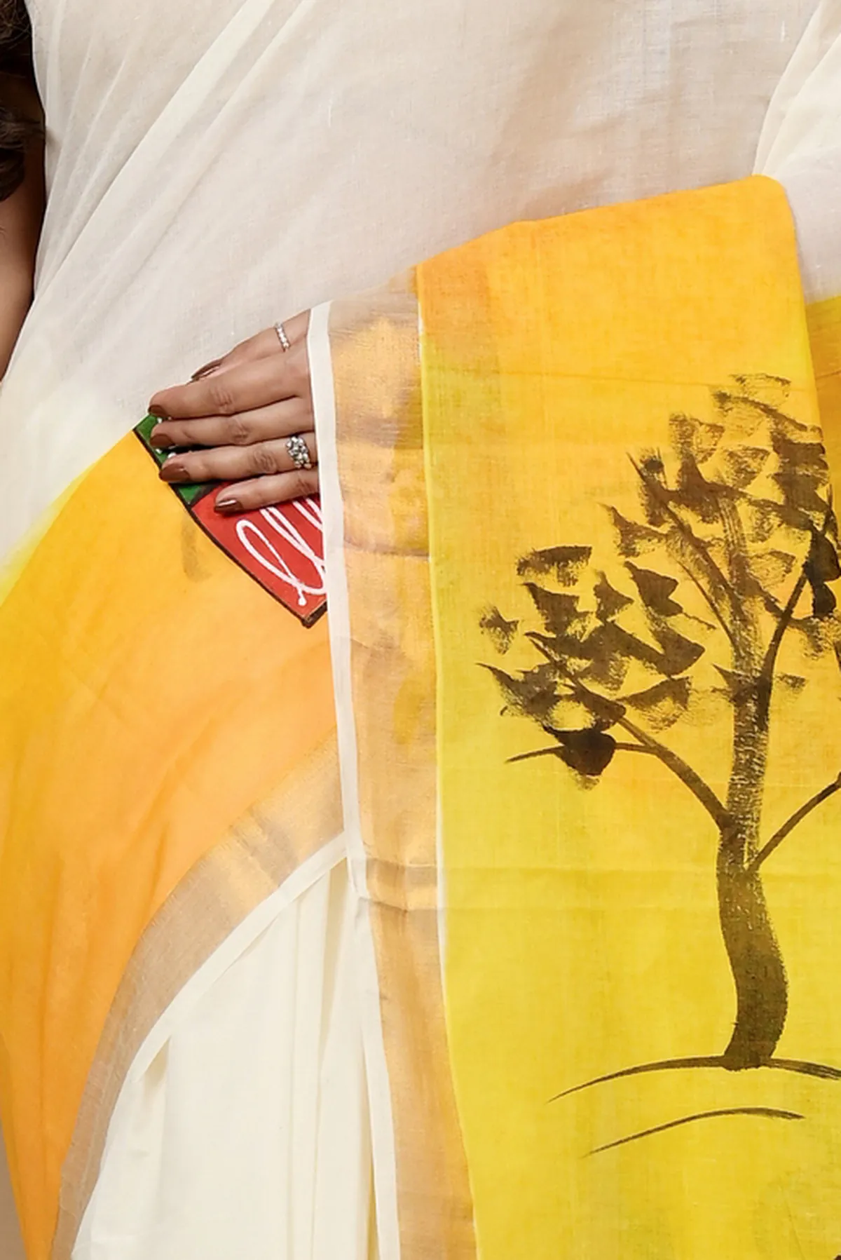 DipDiya Pure Cotton Multi-Coloured Hataka Artisan Crafted Hand Painted Sarees