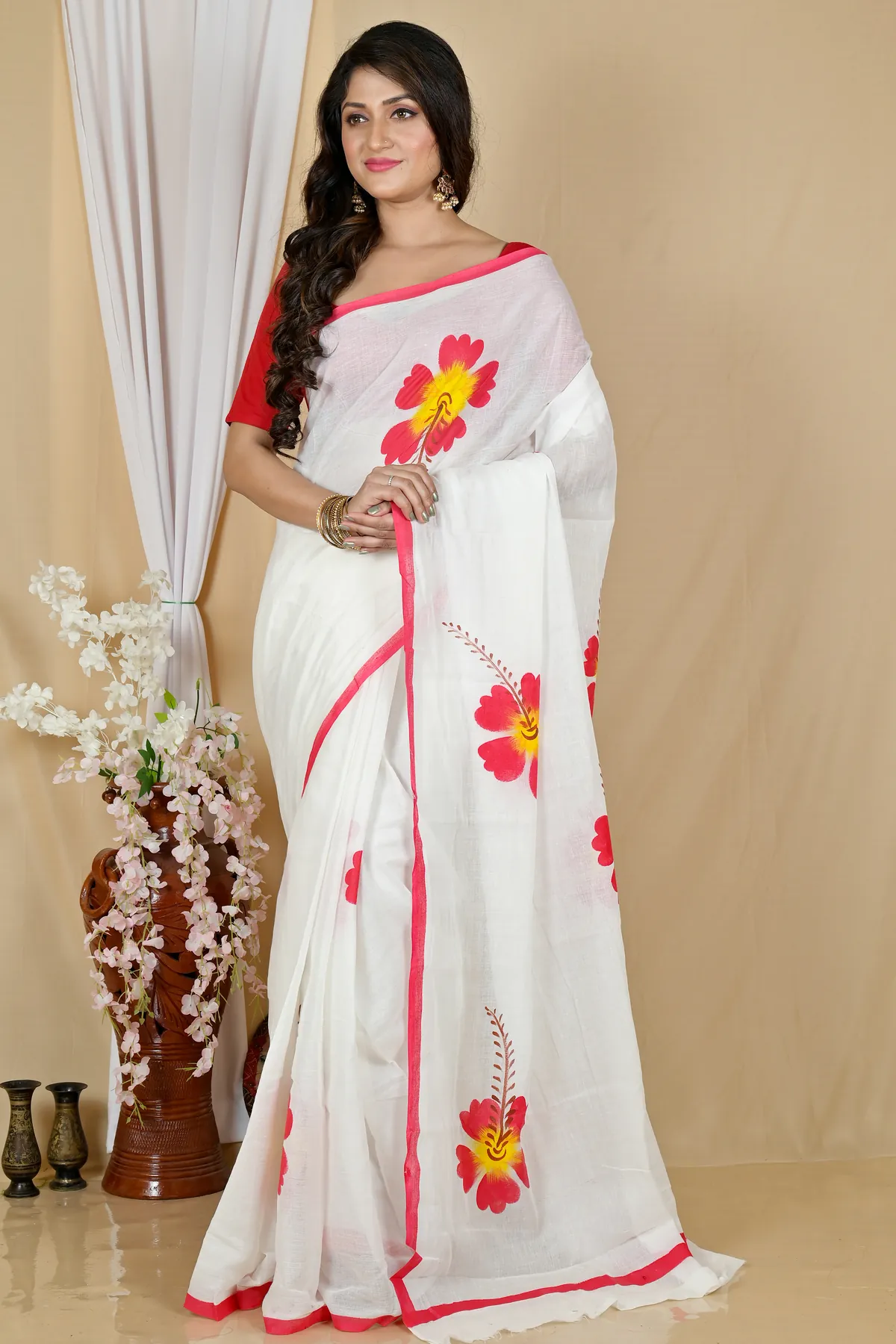 DipDiya Pure Cotton Multi-Coloured Hataka Artisan Crafteds Hand Painted Sarees
