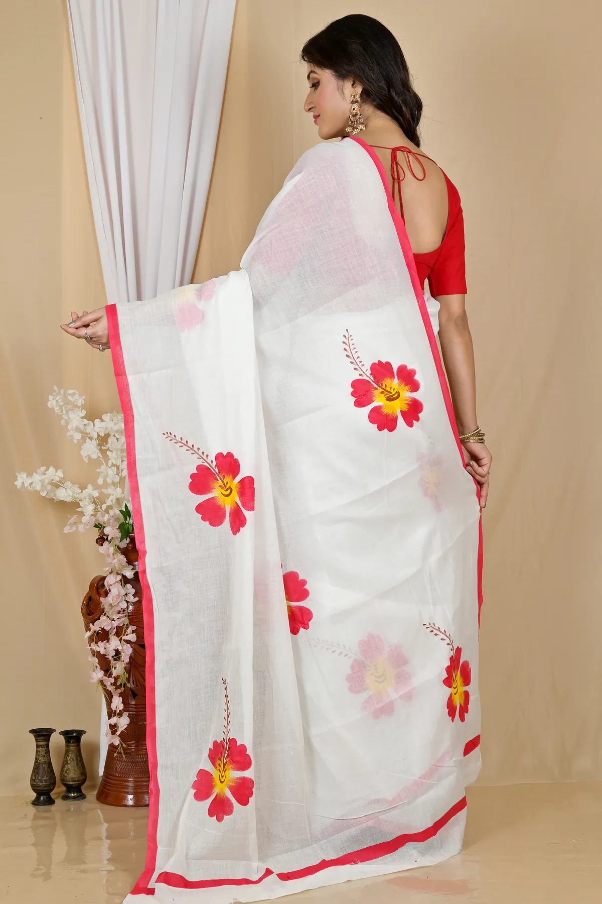 DipDiya Pure Cotton Multi-Coloured Hataka Artisan Crafteds Hand Painted Sarees