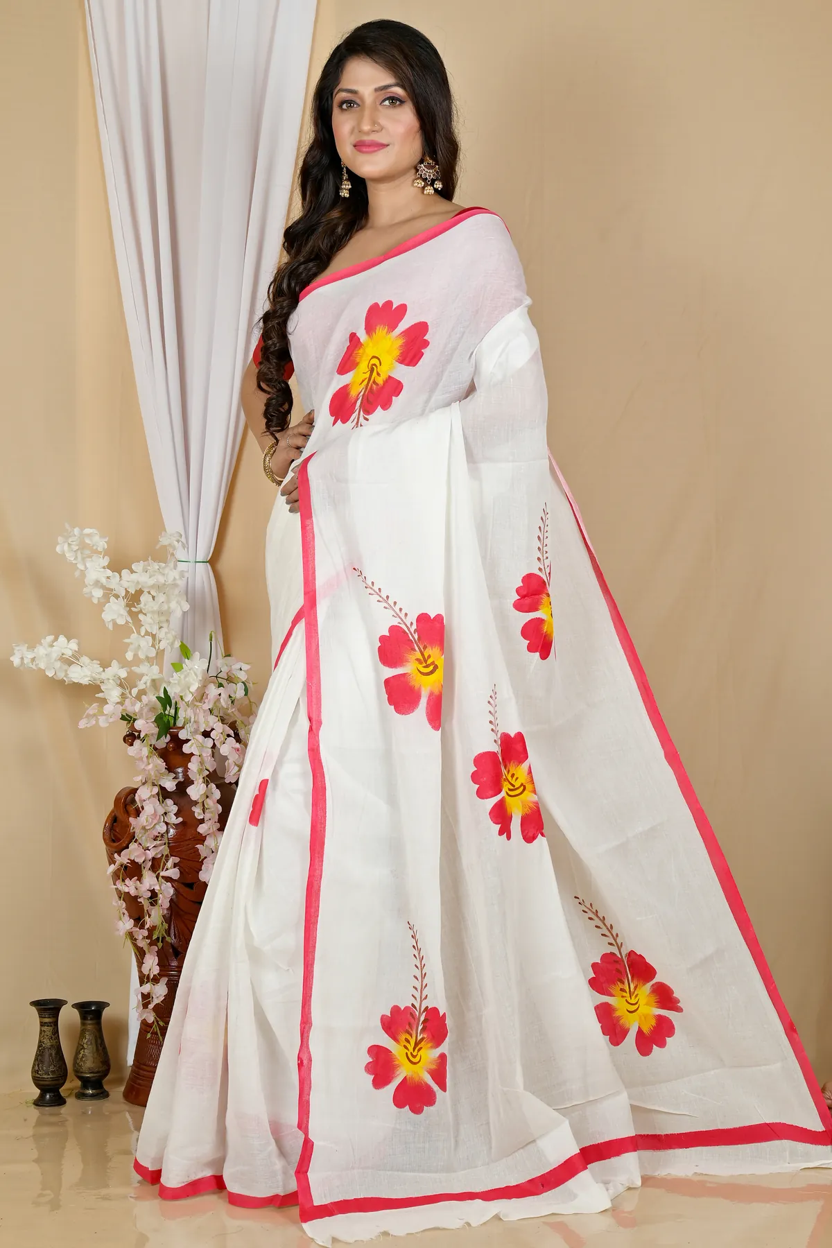 DipDiya Pure Cotton Multi-Coloured Hataka Artisan Crafteds Hand Painted Sarees
