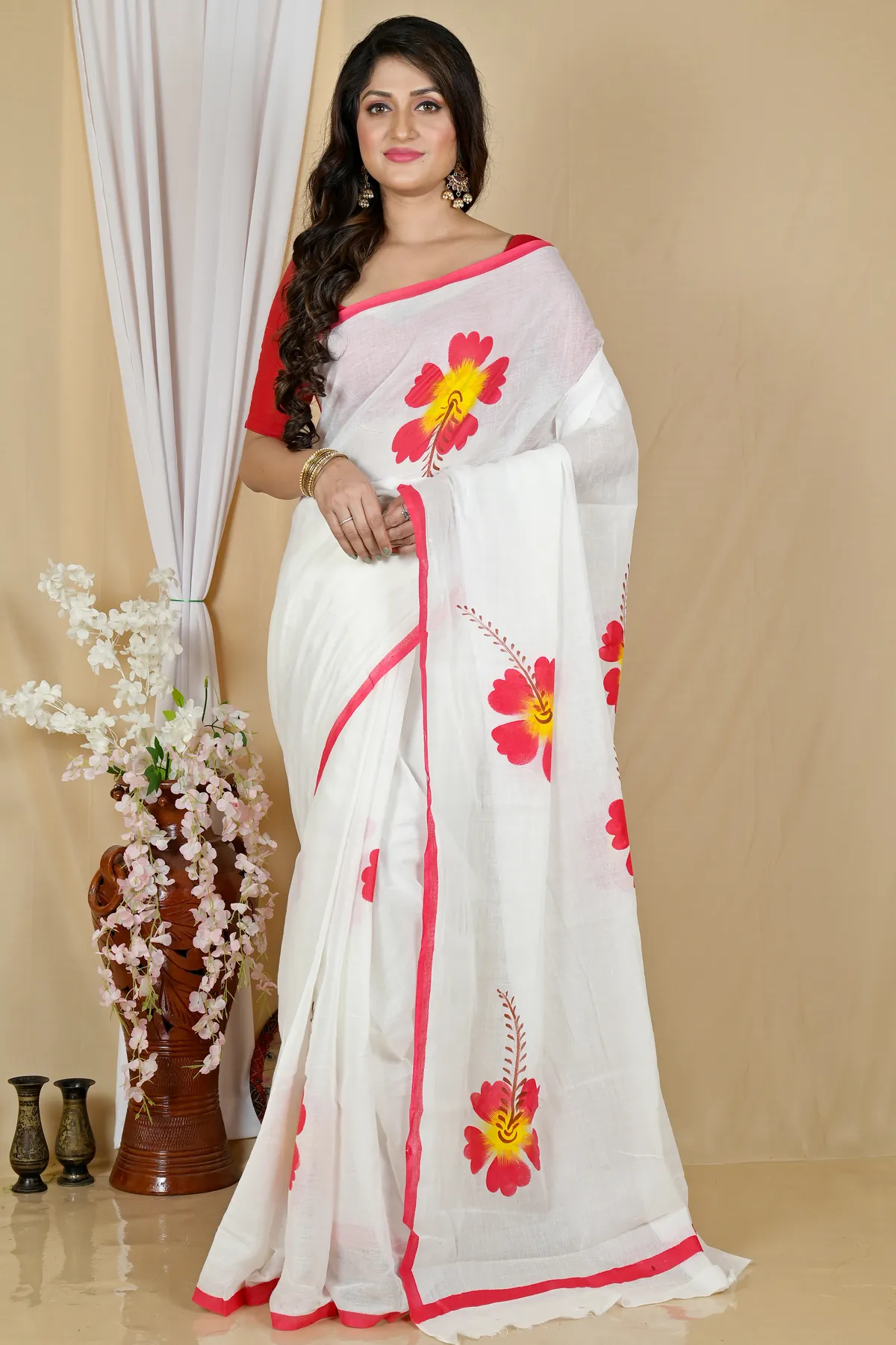 DipDiya Pure Cotton Multi-Coloured Hataka Artisan Crafteds Hand Painted Sarees