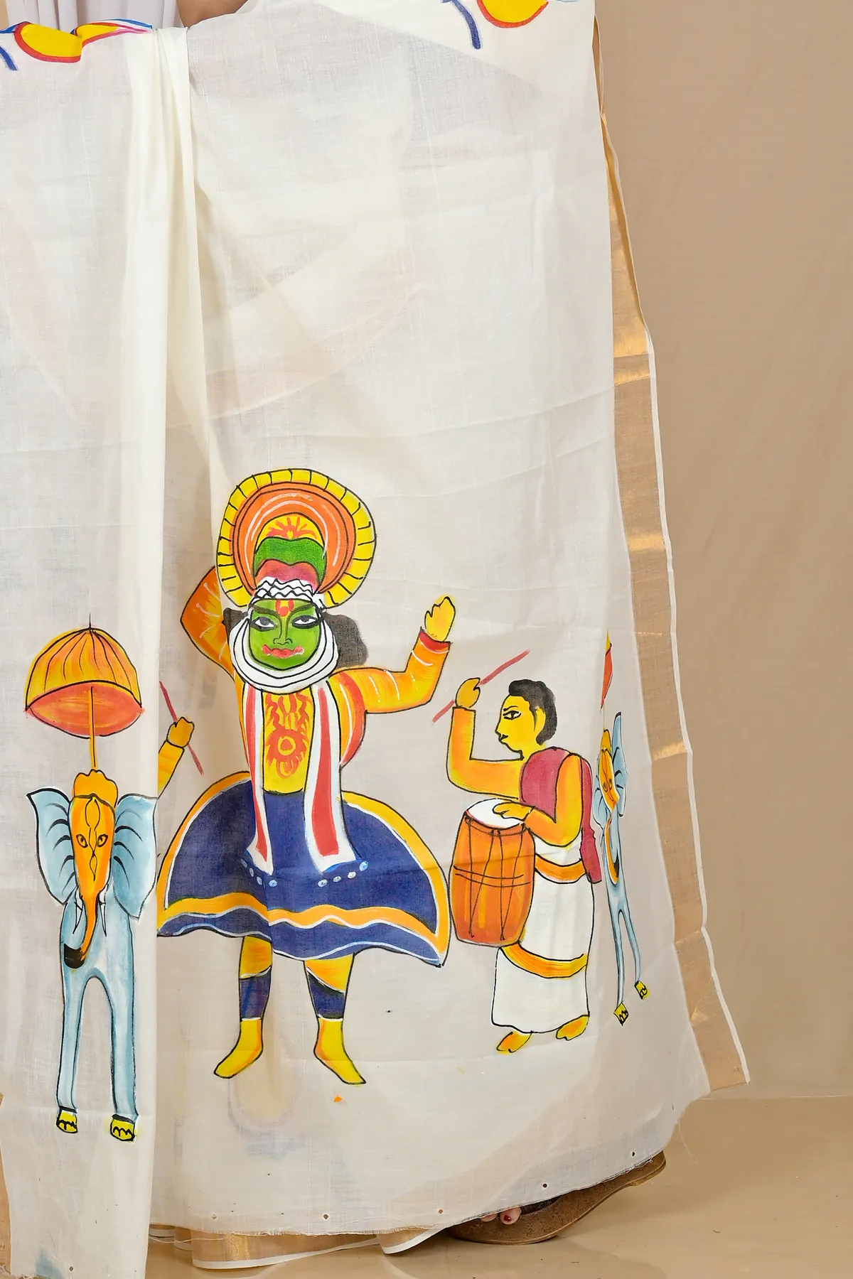 DipDiya Pure Cotton Multi-Coloured Hataka Bengal in Every Threads Hand Painted Sarees