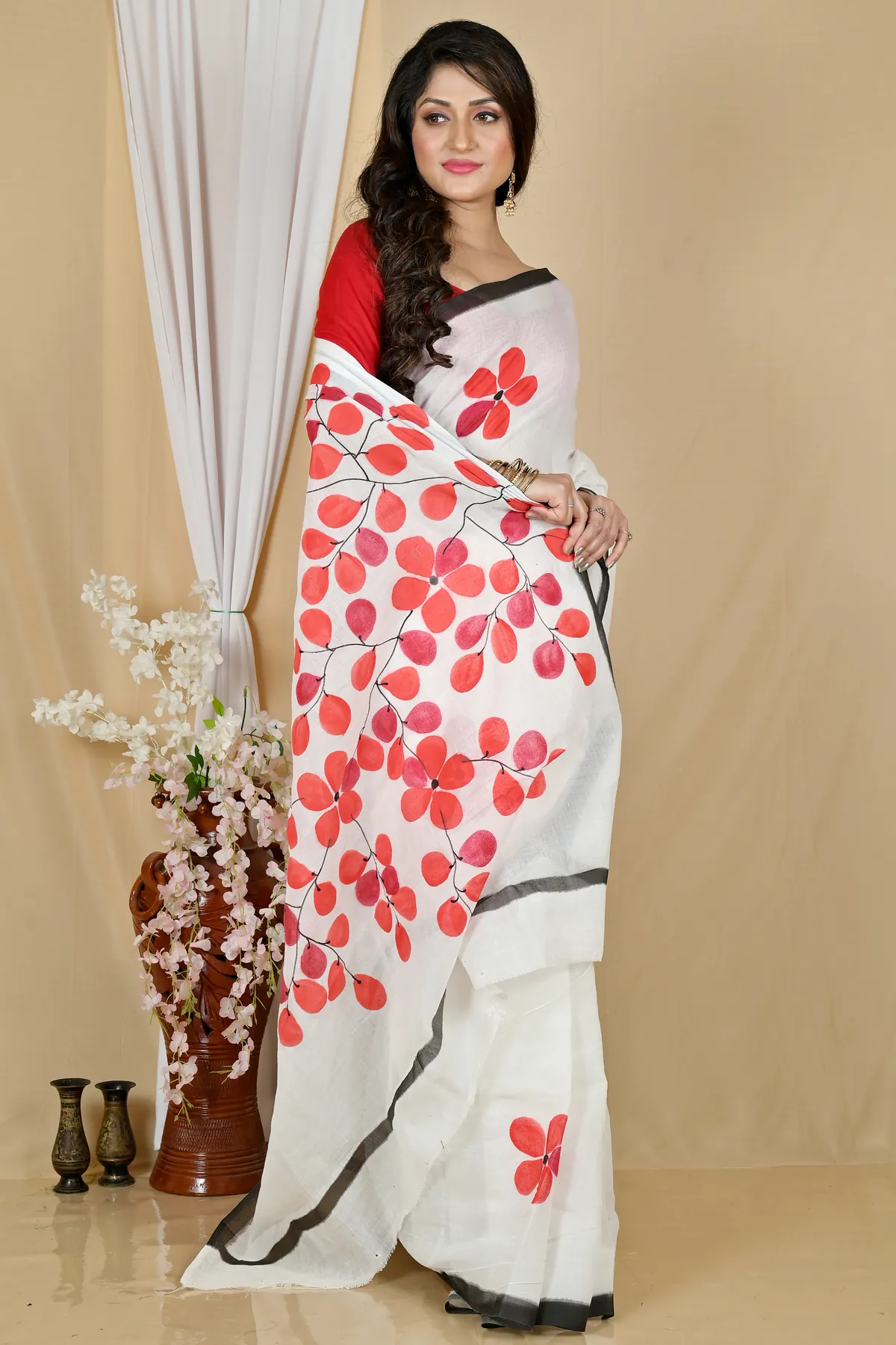 DipDiya Pure Cotton Multi-Coloured Hataka Bengal’s Legacys Hand Painted Sarees