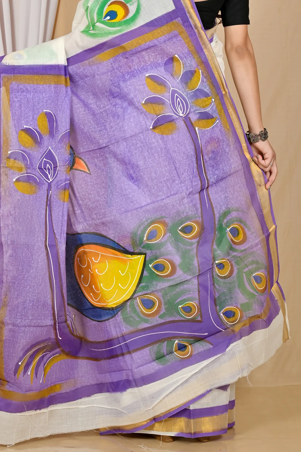 DipDiya Pure Cotton Multi-Coloured Hataka Bengal’s Traditions Hand Painted Sarees