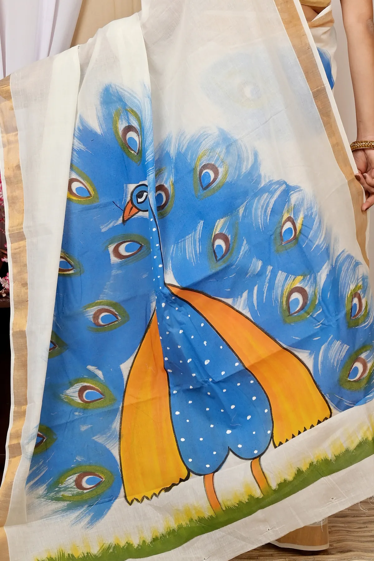 DipDiya Pure Cotton Multi-Coloured Hataka Crafted by Artisans Hand Painted Sarees