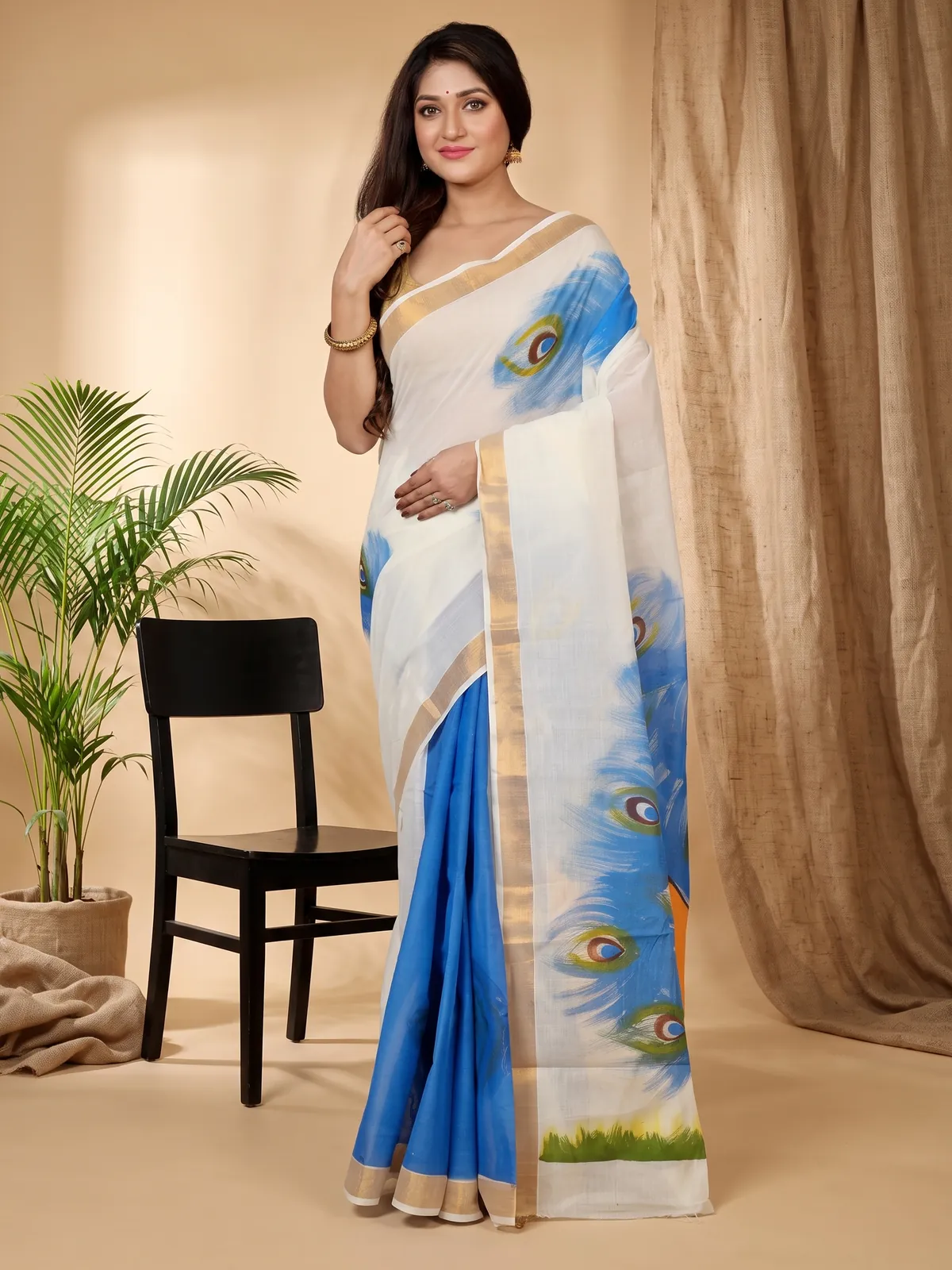 DipDiya Pure Cotton Multi-Coloured Hataka Crafted by Artisans Hand Painted Sarees