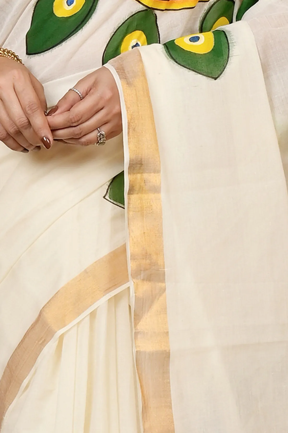 DipDiya Pure Cotton Multi-Coloured Hataka Crafted in Bengal Hand Painted Sarees
