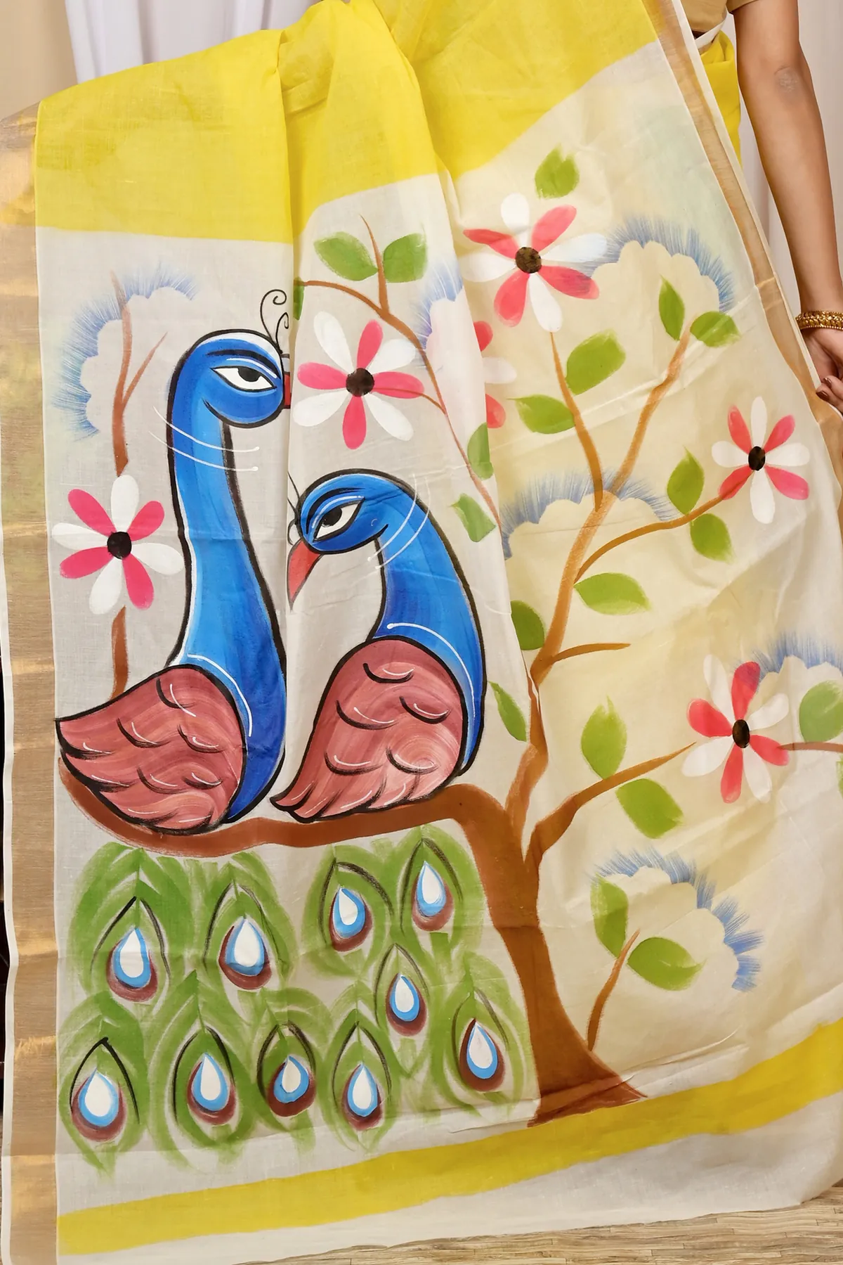 DipDiya Pure Cotton Multi-Coloured Hataka Effortless Tradition Hand Painted Sarees