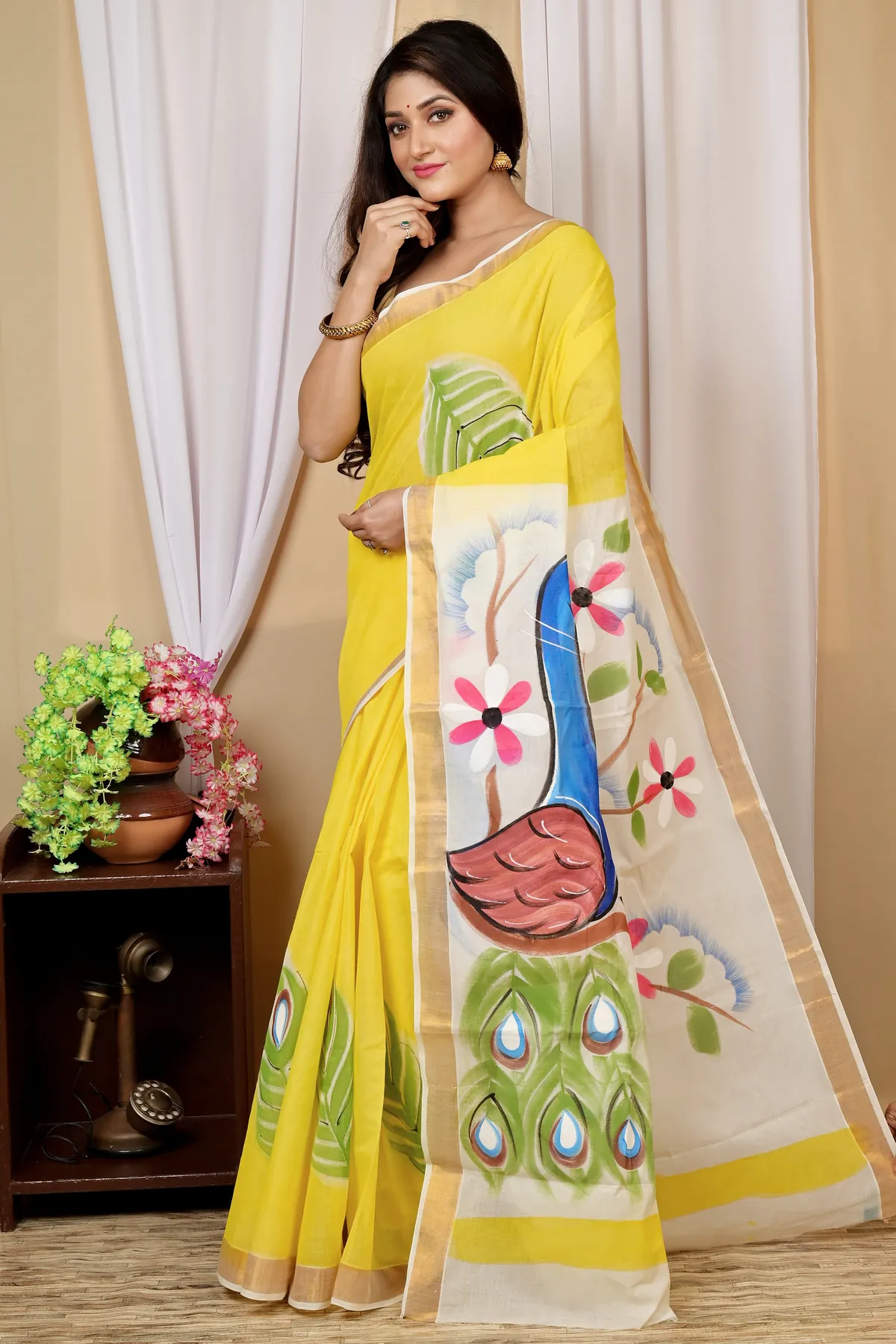 DipDiya Pure Cotton Multi-Coloured Hataka Effortless Tradition Hand Painted Sarees