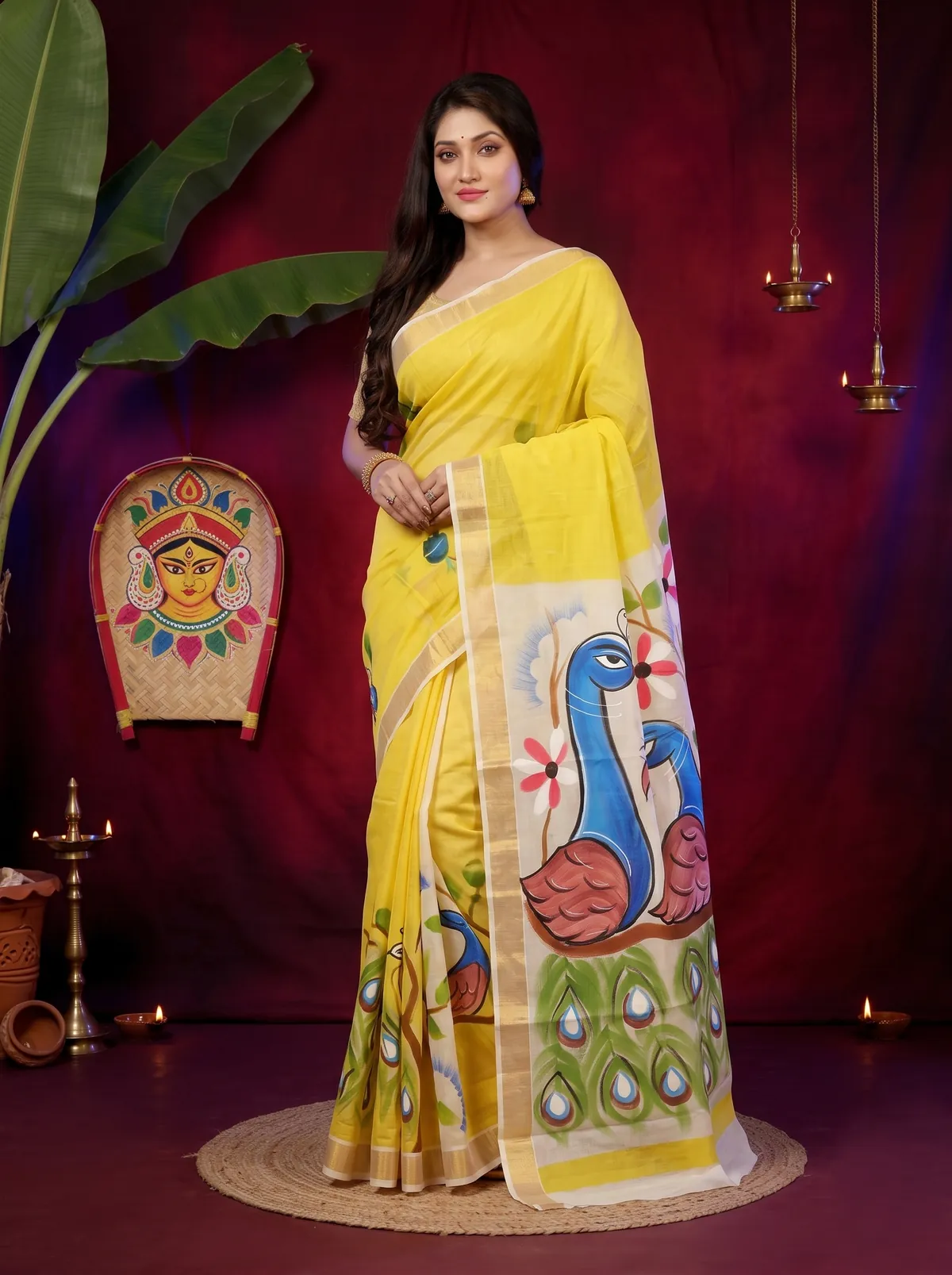 DipDiya Pure Cotton Multi-Coloured Hataka Effortless Tradition Hand Painted Sarees