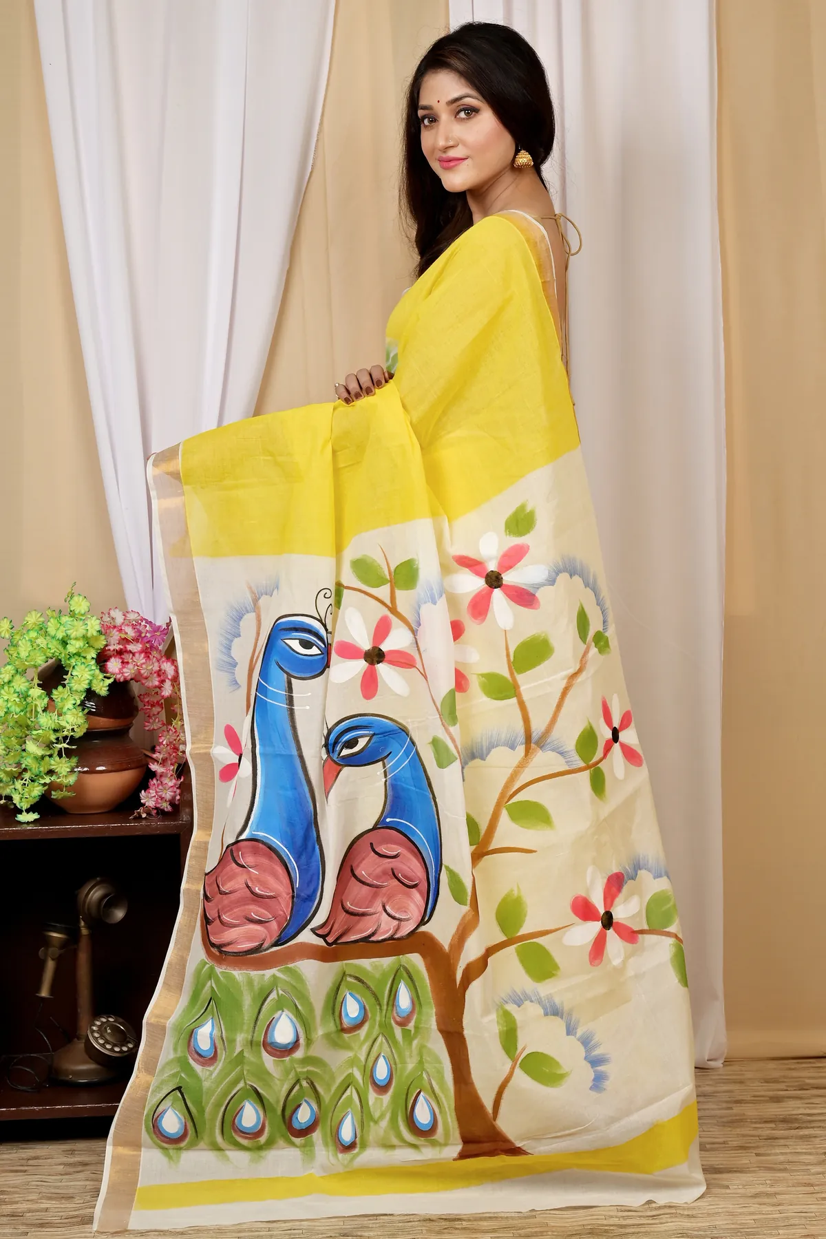 DipDiya Pure Cotton Multi-Coloured Hataka Effortless Tradition Hand Painted Sarees