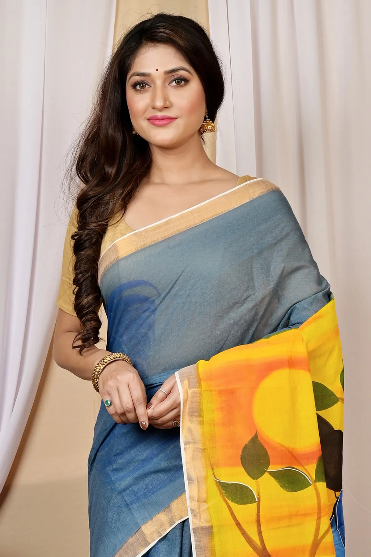 DipDiya Pure Cotton Multi-Coloured Hataka Elegance in Every Weave Hand Painted Sarees