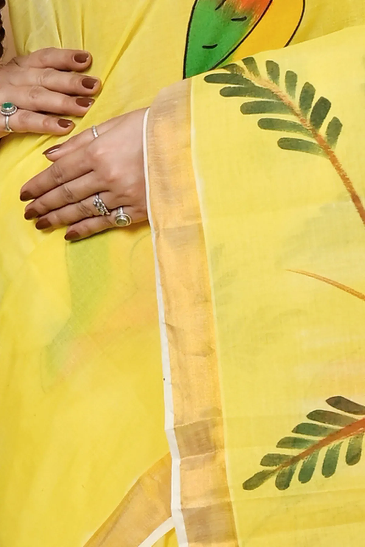 DipDiya Pure Cotton Multi-Coloured Hataka Grace of Bengal Hand Painted Sarees