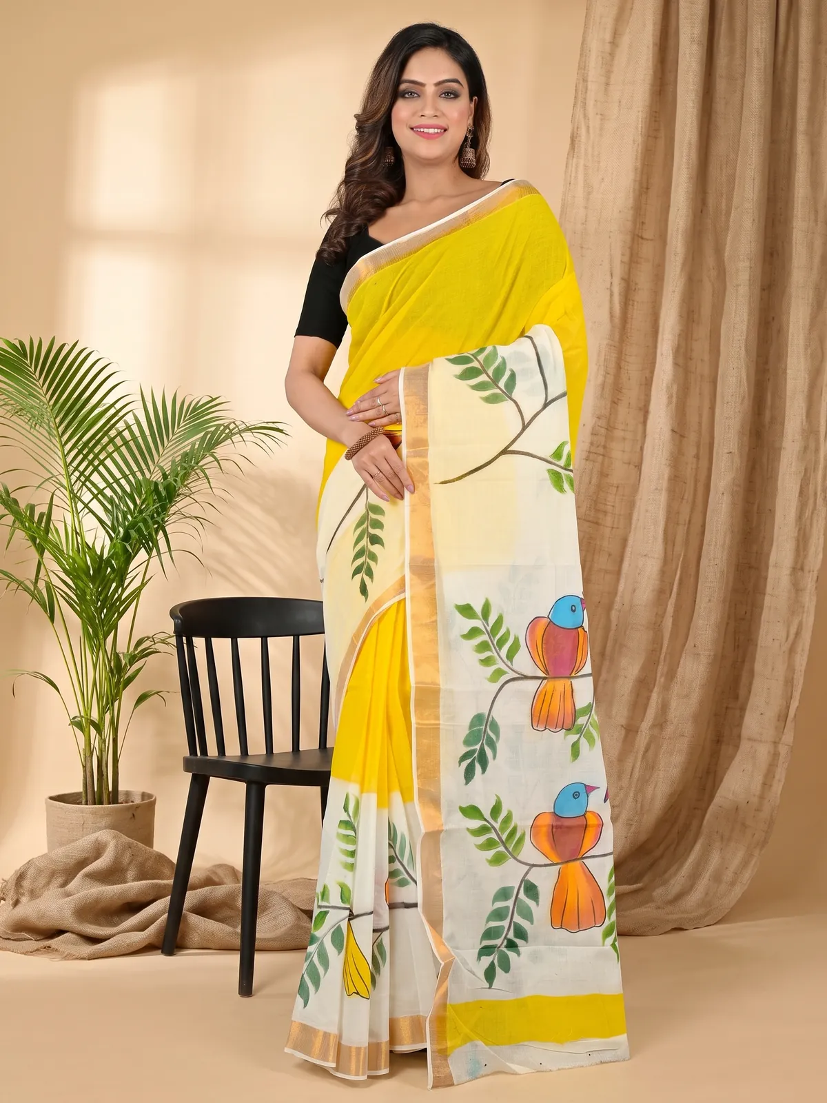 DipDiya Pure Cotton Multi-Coloured Hataka Handloom Heritages Hand Painted Sarees