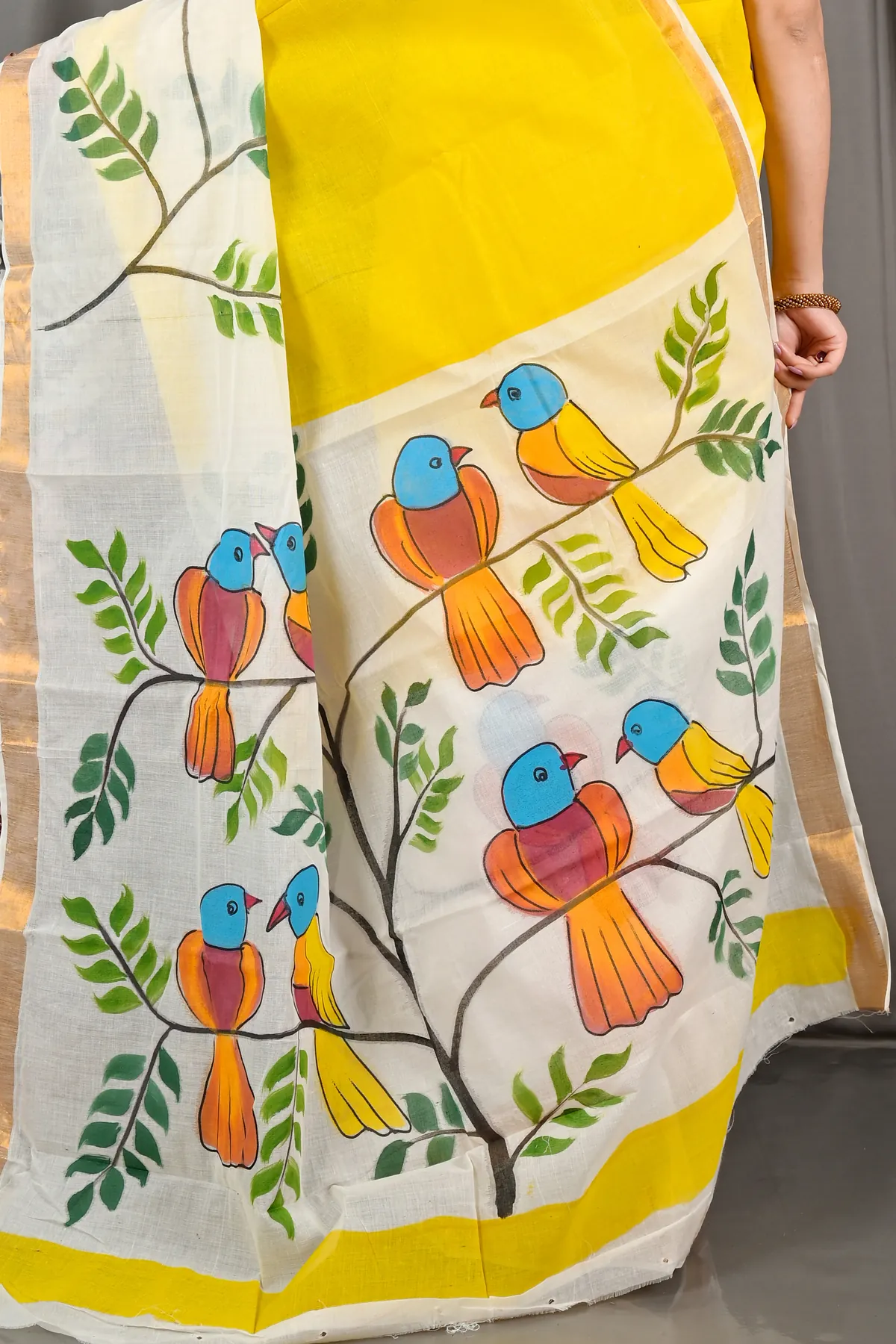 DipDiya Pure Cotton Multi-Coloured Hataka Handloom Heritages Hand Painted Sarees