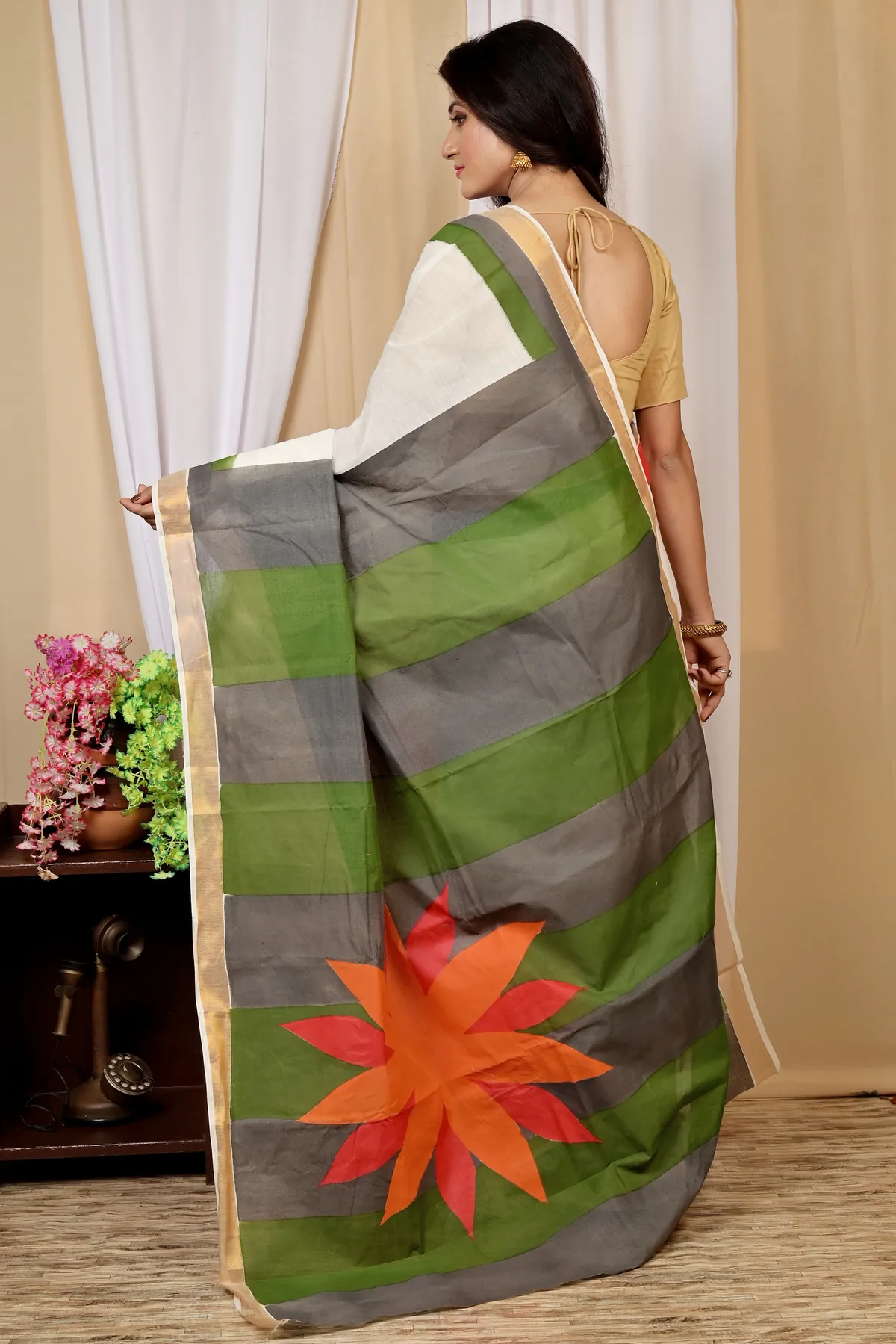 DipDiya Pure Cotton Multi-Coloured Hataka Heritage Elegance Hand Painted Sarees
