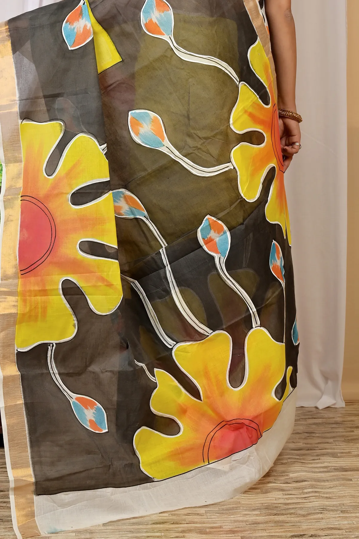 DipDiya Pure Cotton Multi-Coloured Hataka Heritage You Can Wear Hand Painted Sarees