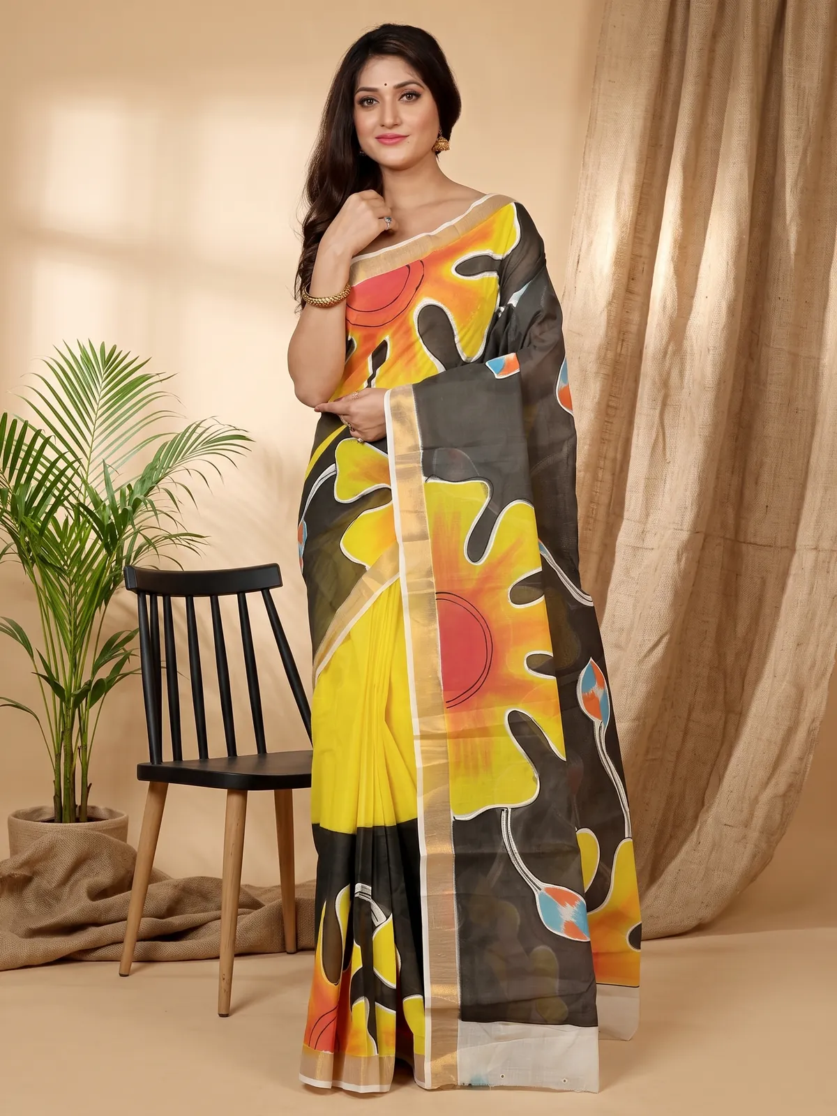 DipDiya Pure Cotton Multi-Coloured Hataka Heritage You Can Wear Hand Painted Sarees