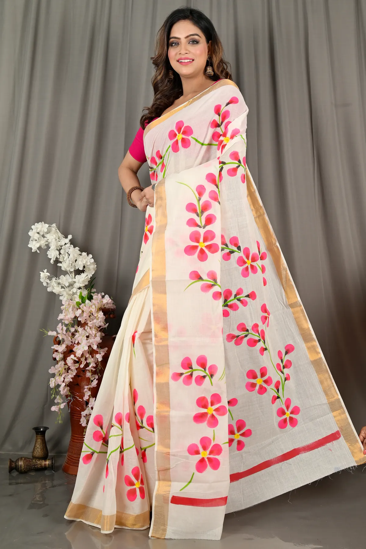 DipDiya Pure Cotton Multi-Coloured Hataka Heritage You Can Wears Hand Painted Sarees