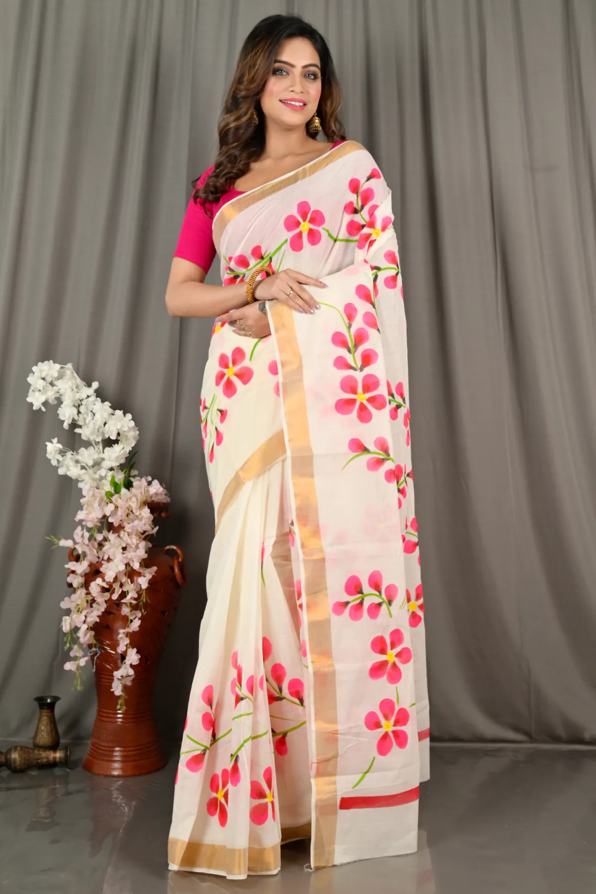 DipDiya Pure Cotton Multi-Coloured Hataka Heritage You Can Wears Hand Painted Sarees
