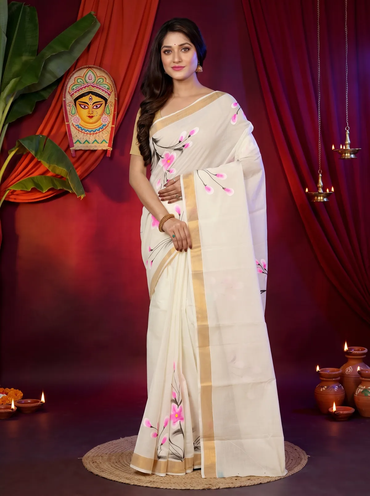 DipDiya Pure Cotton Multi-Coloured Hataka Loom to Love Hand Painted Sarees