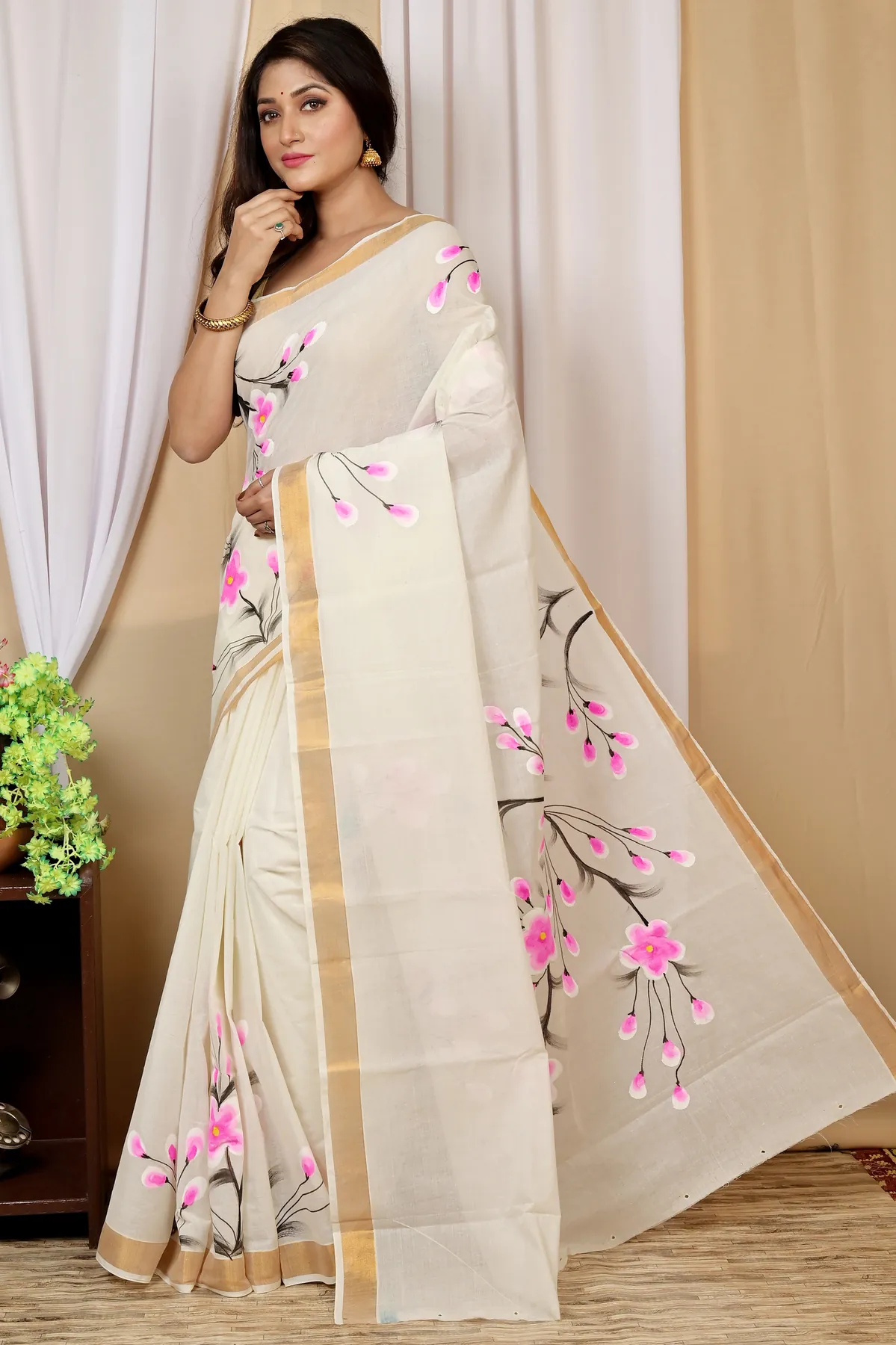 DipDiya Pure Cotton Multi-Coloured Hataka Loom to Love Hand Painted Sarees