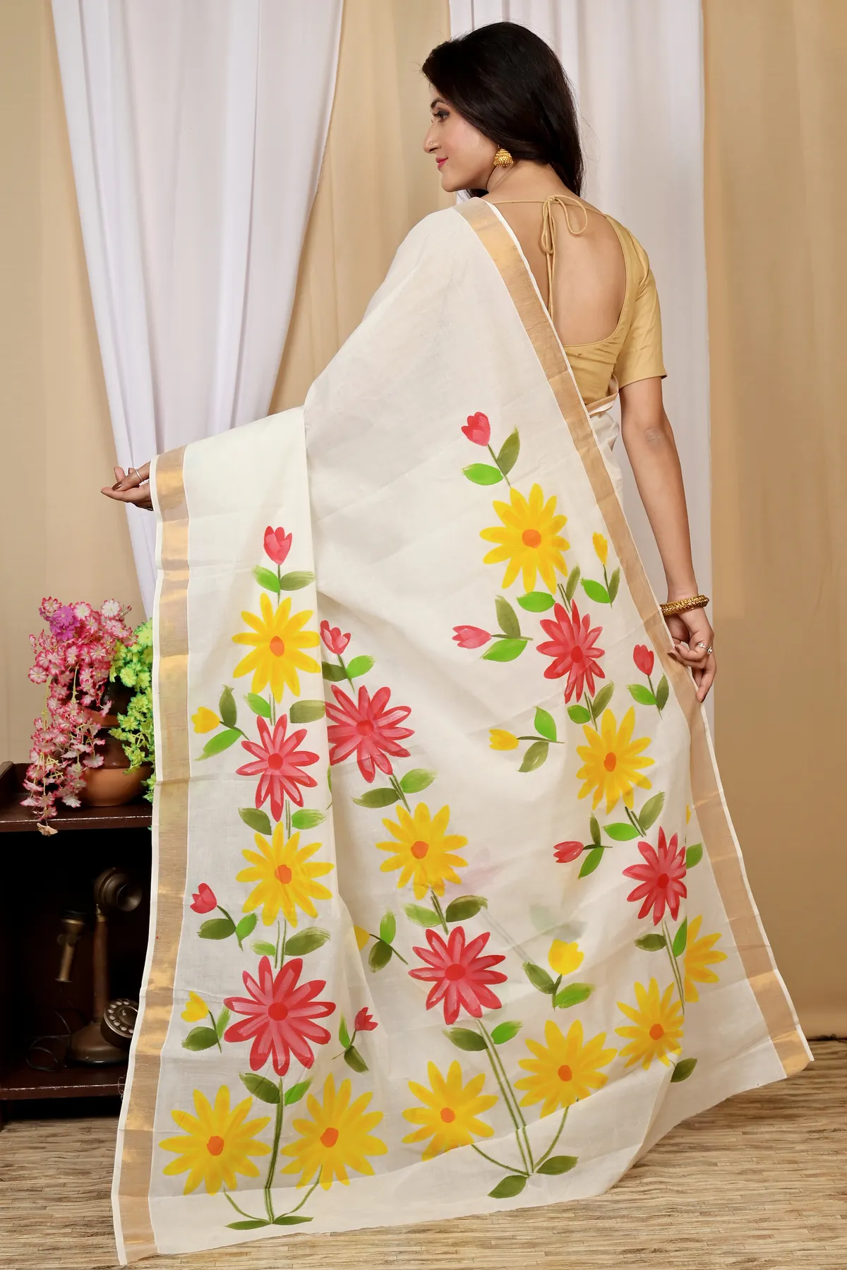 DipDiya Pure Cotton Multi-Coloured Hataka Masterfully Woven Hand Painted Sarees