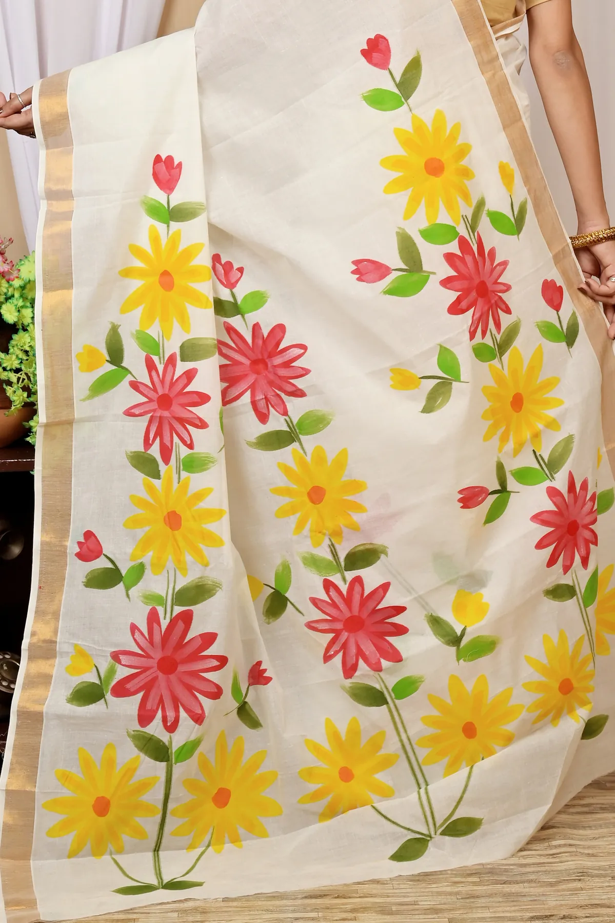 DipDiya Pure Cotton Multi-Coloured Hataka Masterfully Woven Hand Painted Sarees
