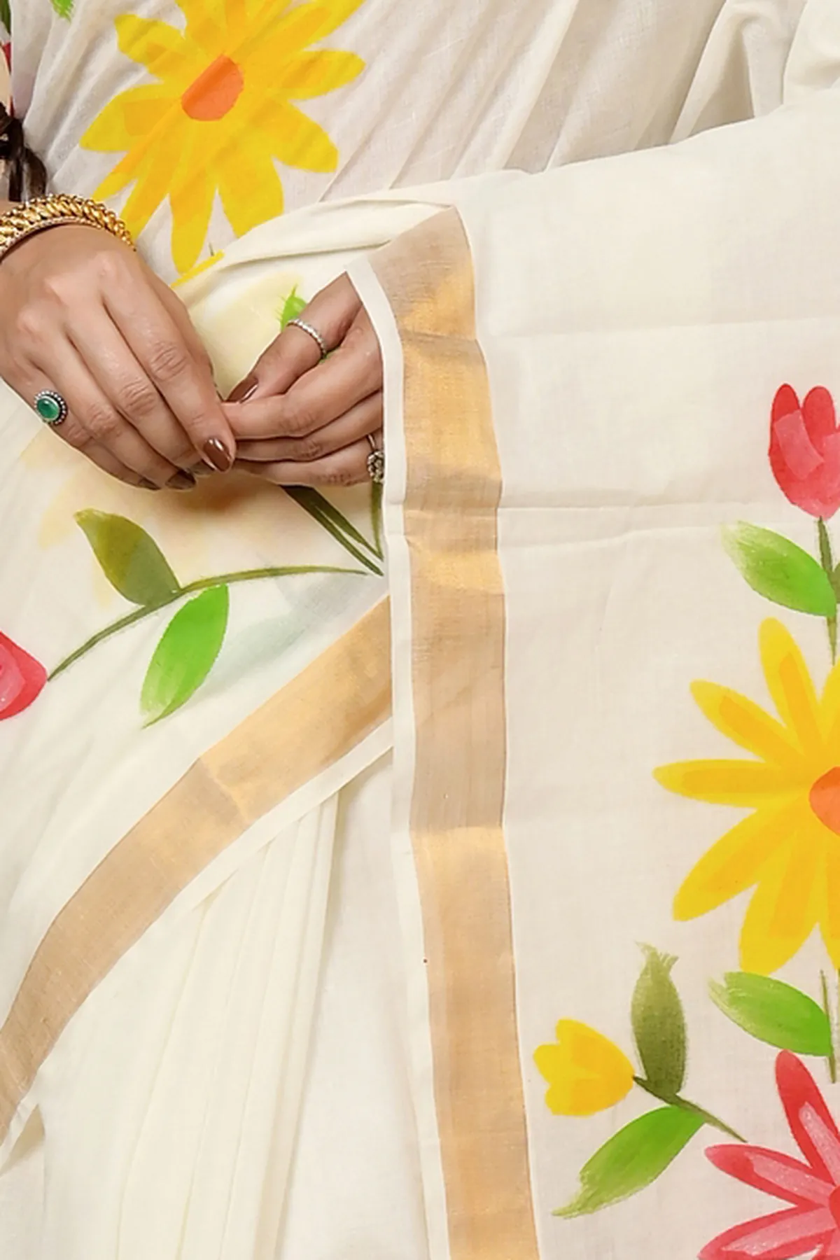 DipDiya Pure Cotton Multi-Coloured Hataka Masterfully Woven Hand Painted Sarees