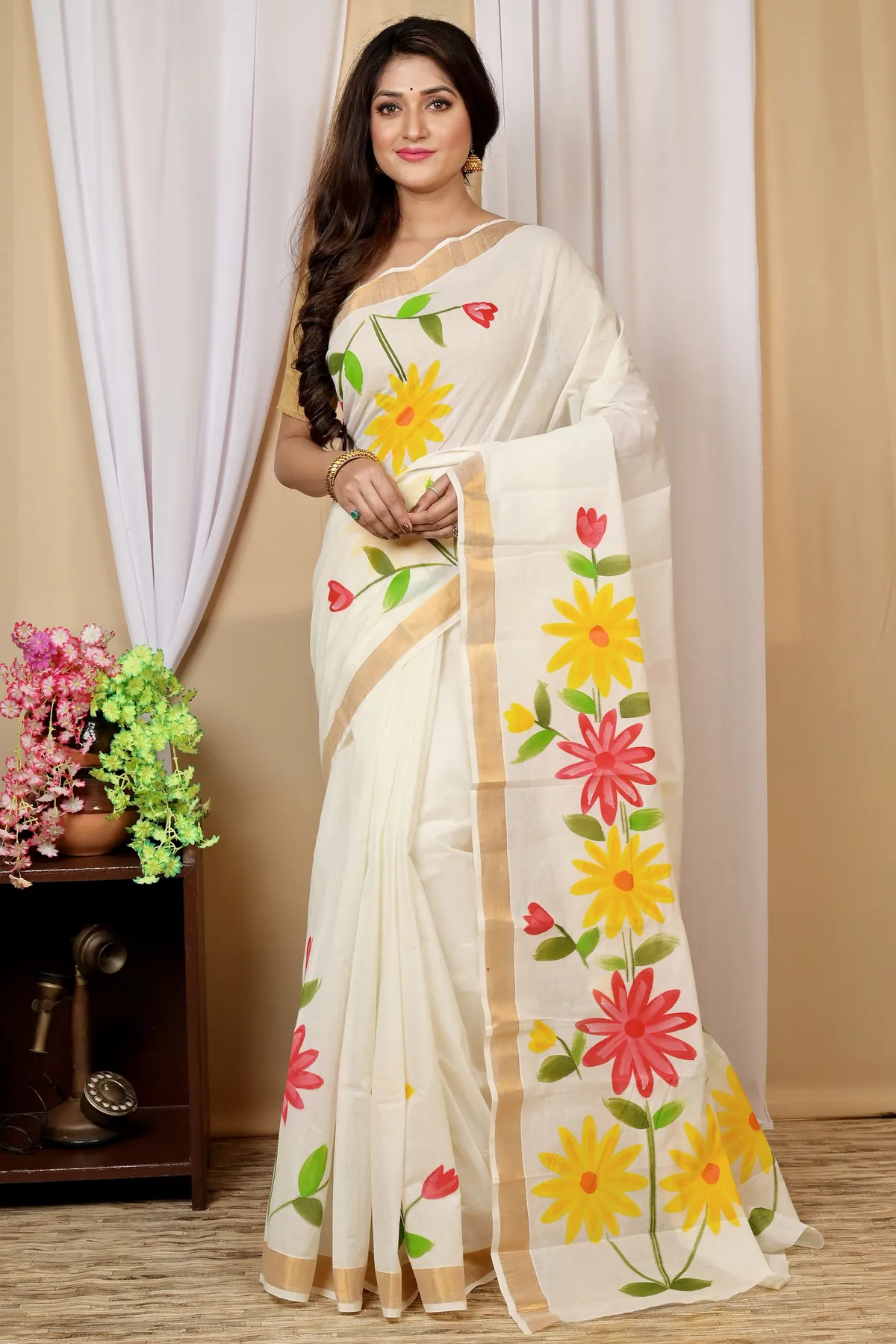 DipDiya Pure Cotton Multi-Coloured Hataka Masterfully Woven Hand Painted Sarees