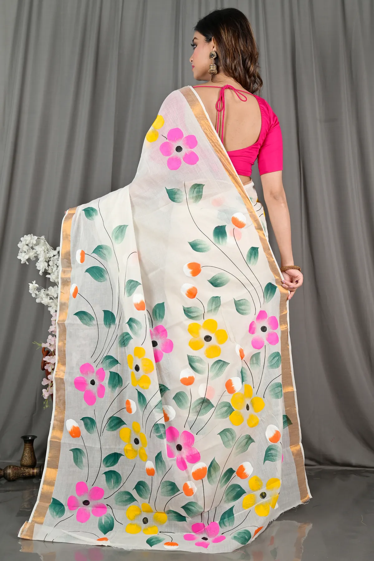 DipDiya Pure Cotton Multi-Coloured Hataka Masterfully Wovens Hand Painted Sarees