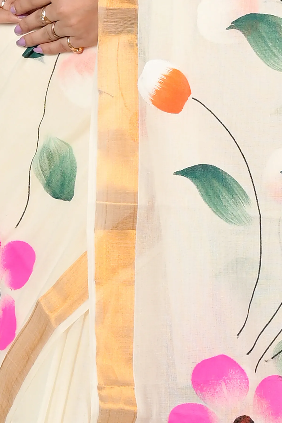 DipDiya Pure Cotton Multi-Coloured Hataka Masterfully Wovens Hand Painted Sarees