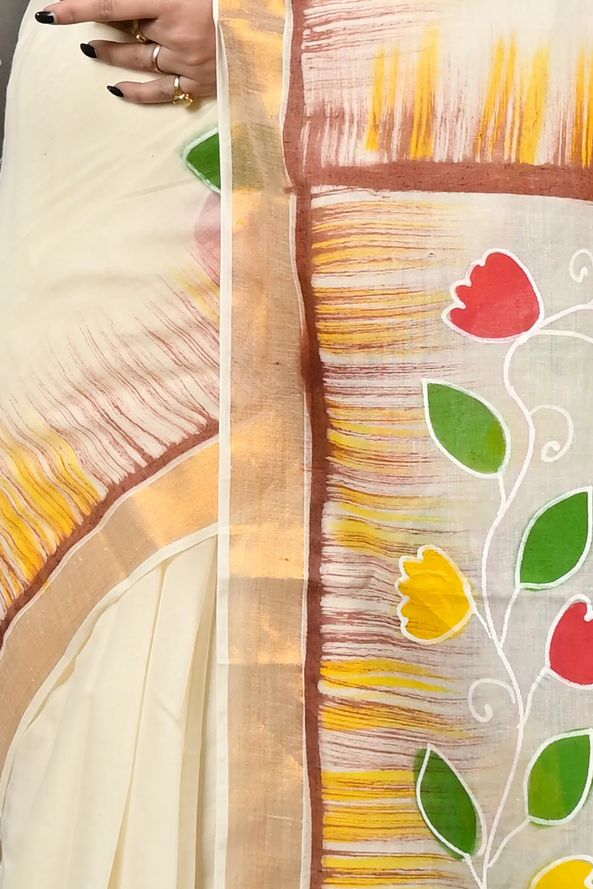 DipDiya Pure Cotton Multi-Coloured Hataka Stories of Bengals Hand Painted Sarees