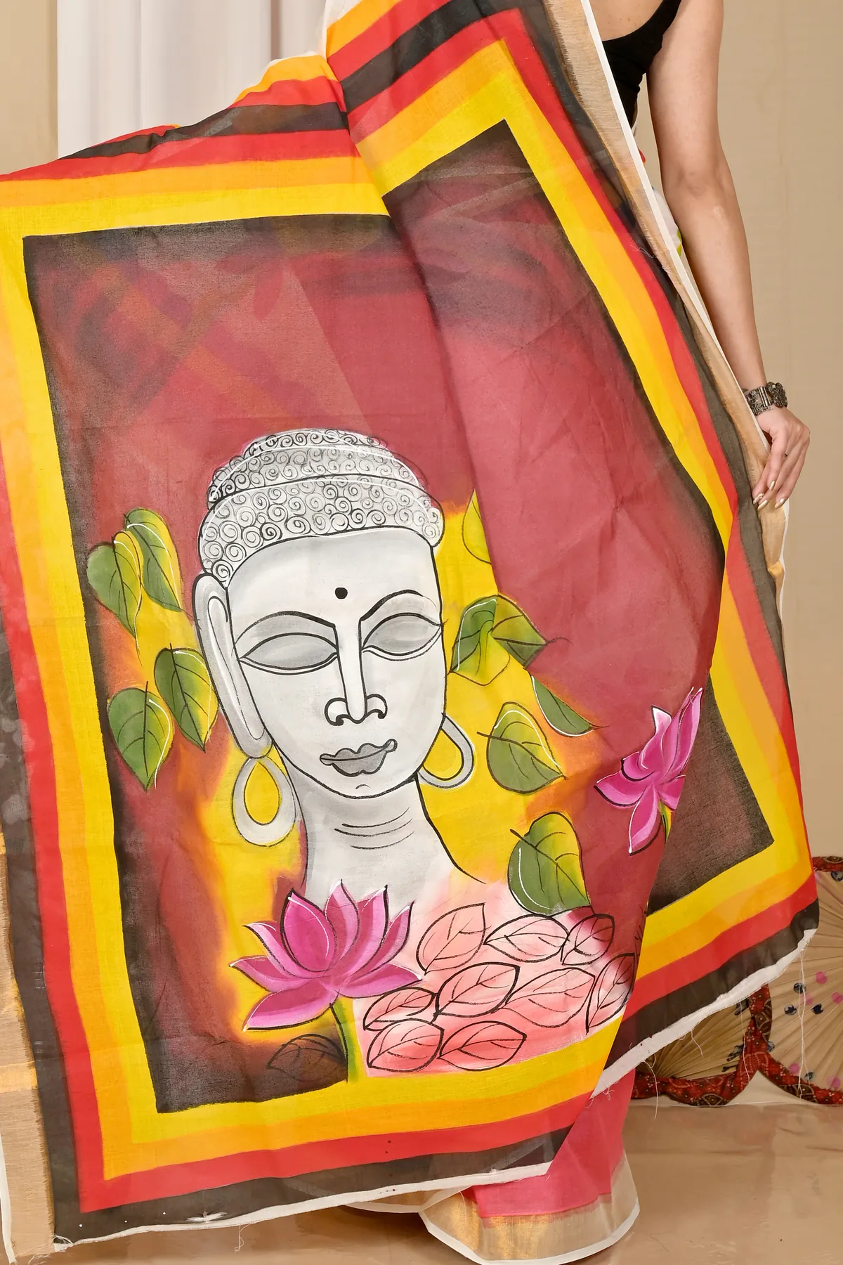 DipDiya Pure Cotton Multi-Coloured Hataka Threads of Tradition Hand Painted Sarees
